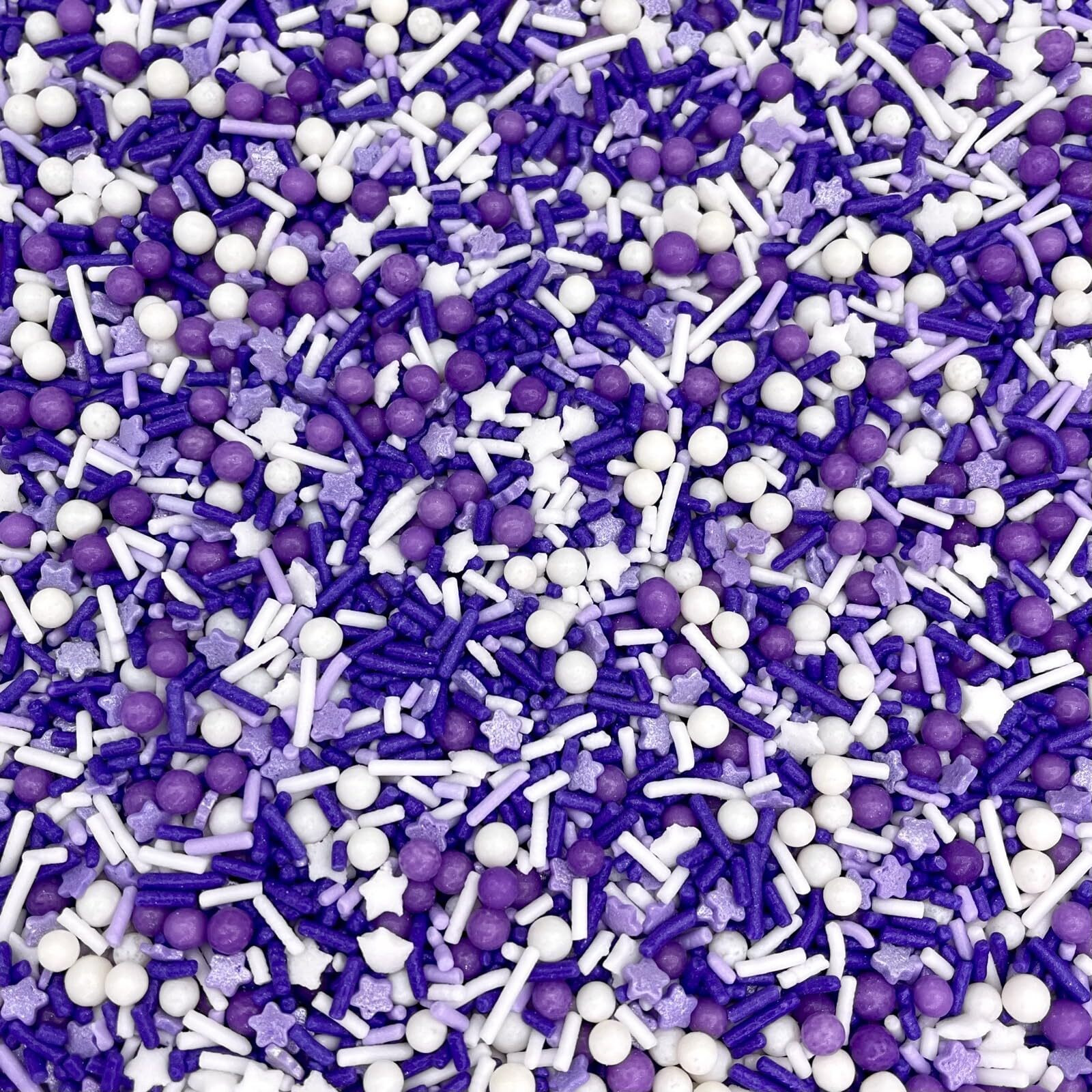 Manvscakes Sprinkles- Edible Cake And Cupcake Sprinkles With Assorted Shapes And Sizes, Metallic Sprinkle Mix For Cookies, Ice Cream, Cake And Cupcake Decorating, 4 Oz (Purple And Silver)