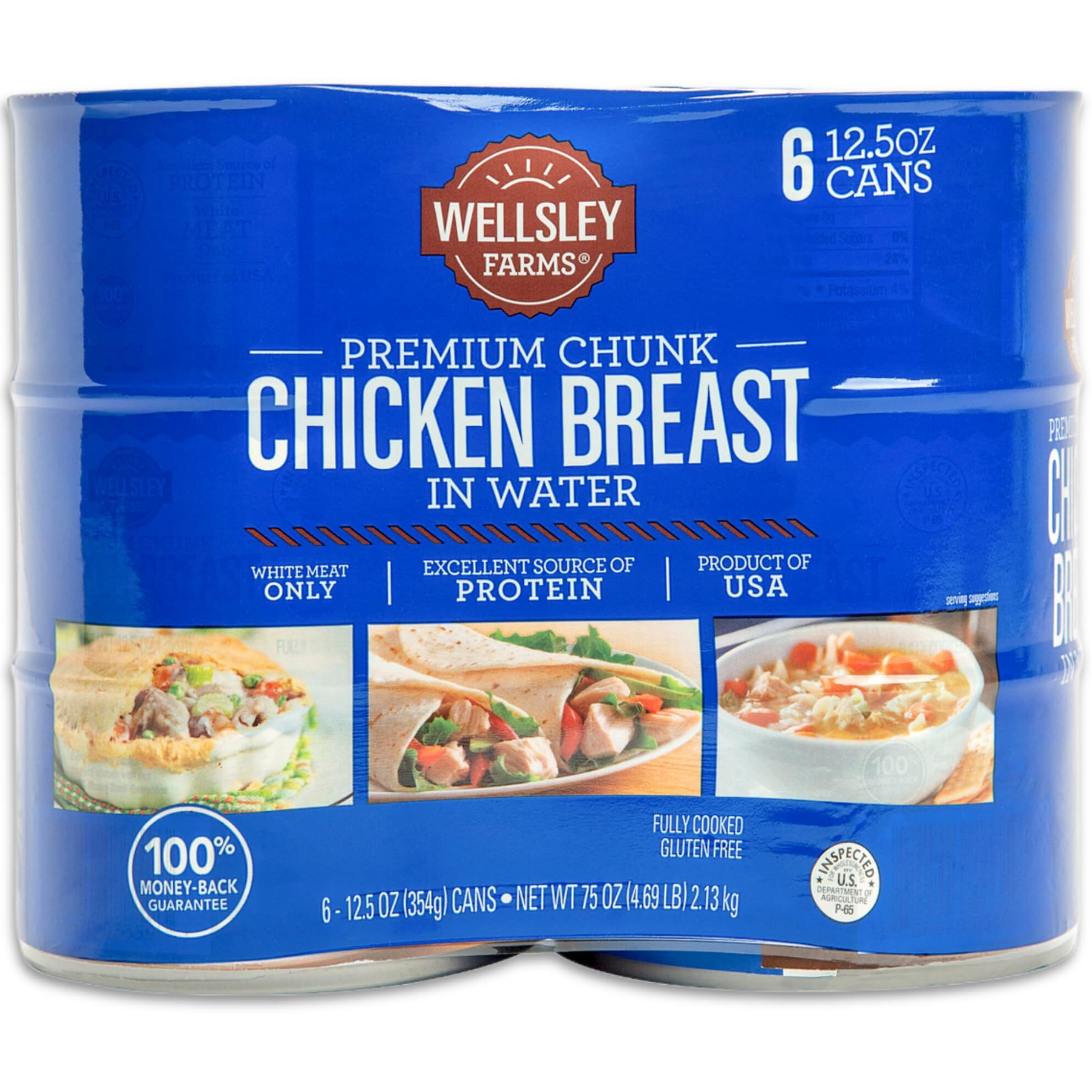 Wellsley Farms White Premium Chunk Chicken Breast In Water, 12.5 Ounce, 6 Count