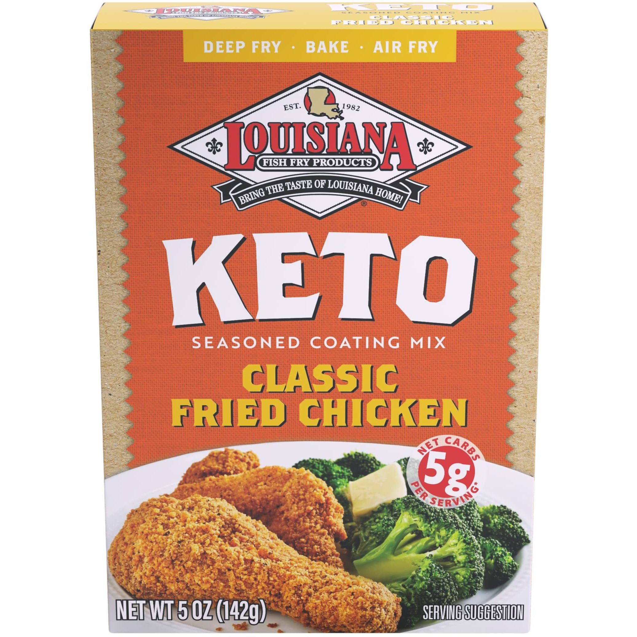 Louisiana Fish Fry Products Classic Fried Chicken Keto Seasoned Coating Mix - 5 Oz, Pack Of 6 - Bake, Deep Fry, & For Use In Air Fryer - Delicious & Crunchy Texture