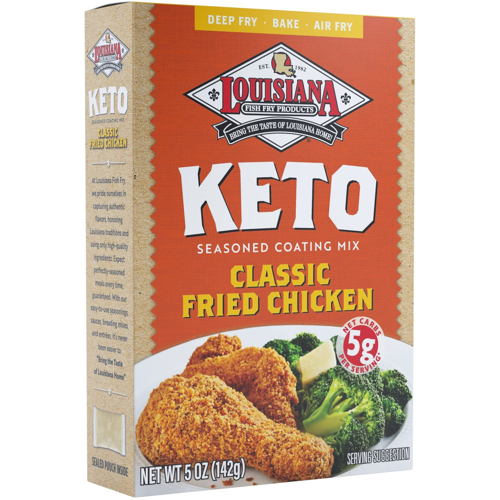 Louisiana Fish Fry Products Classic Fried Chicken Keto Seasoned Coating Mix - 5 Oz, Pack Of 6 - Bake, Deep Fry, & For Use In Air Fryer - Delicious & Crunchy Texture