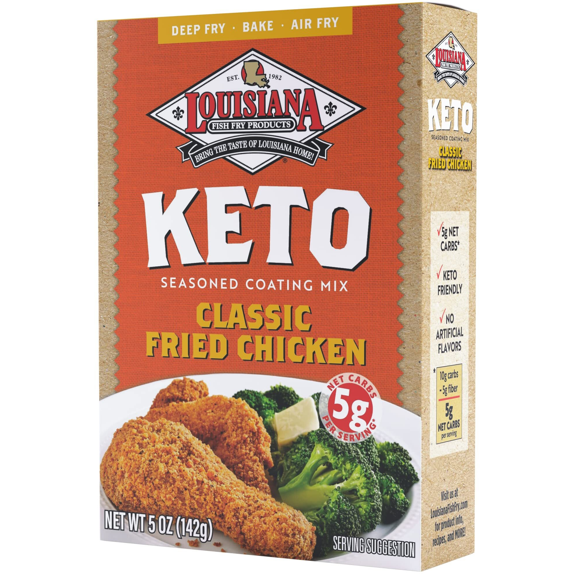 Louisiana Fish Fry Products Classic Fried Chicken Keto Seasoned Coating Mix - 5 Oz, Pack Of 6 - Bake, Deep Fry, & For Use In Air Fryer - Delicious & Crunchy Texture
