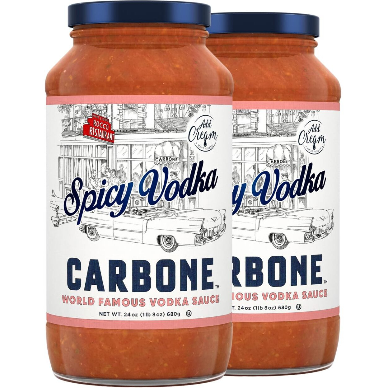 Carbone Spicy Vodka Pasta Sauce | World Famous Signature Recipe | Slow-Cooked With 100% Italian Tomatoes | Vegetarian, Gluten Free, Low Carb, Keto Pasta Sauce, 24 Fl Oz (Pack Of 2)