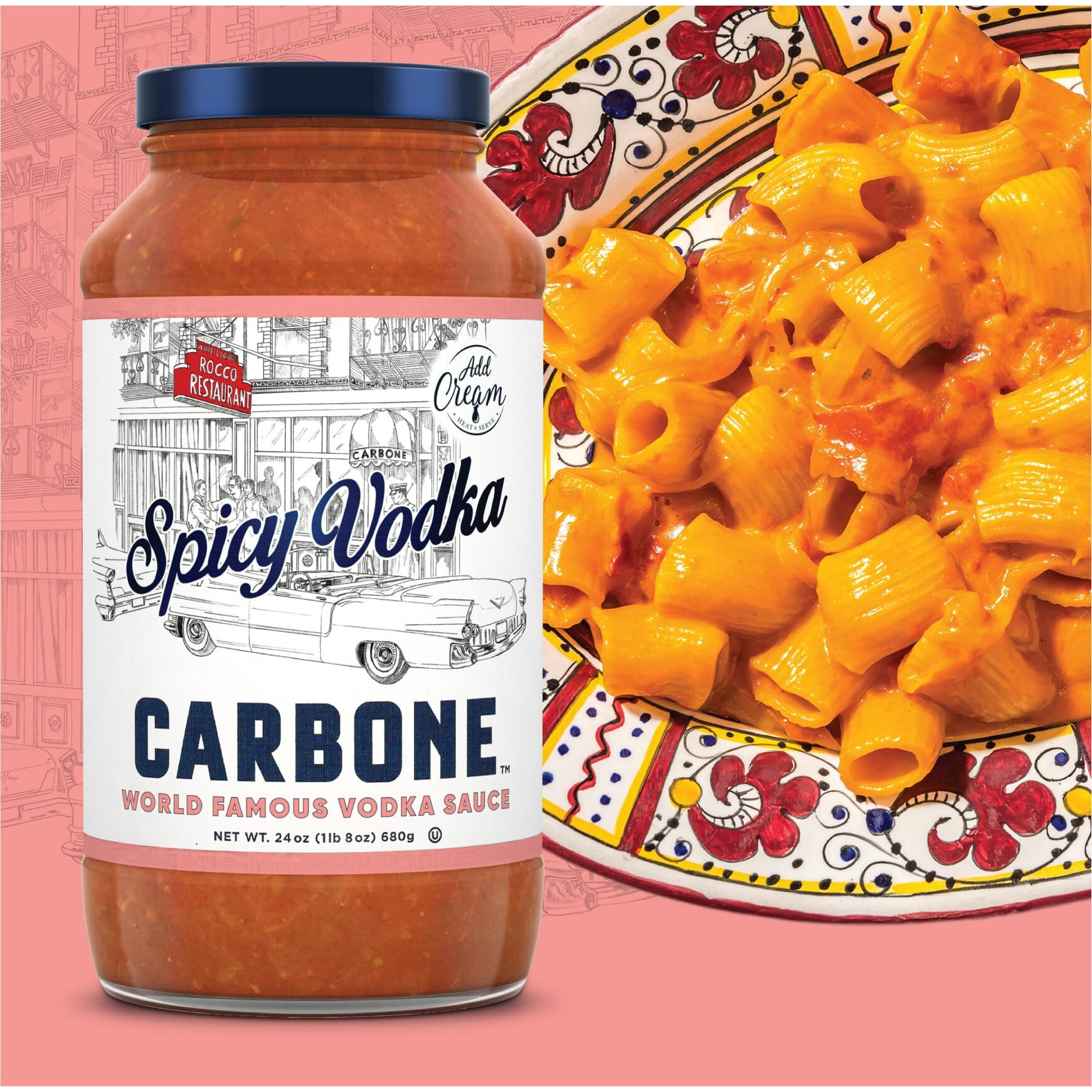 Carbone Spicy Vodka Pasta Sauce | World Famous Signature Recipe | Slow-Cooked With 100% Italian Tomatoes | Vegetarian, Gluten Free, Low Carb, Keto Pasta Sauce, 24 Fl Oz (Pack Of 2)