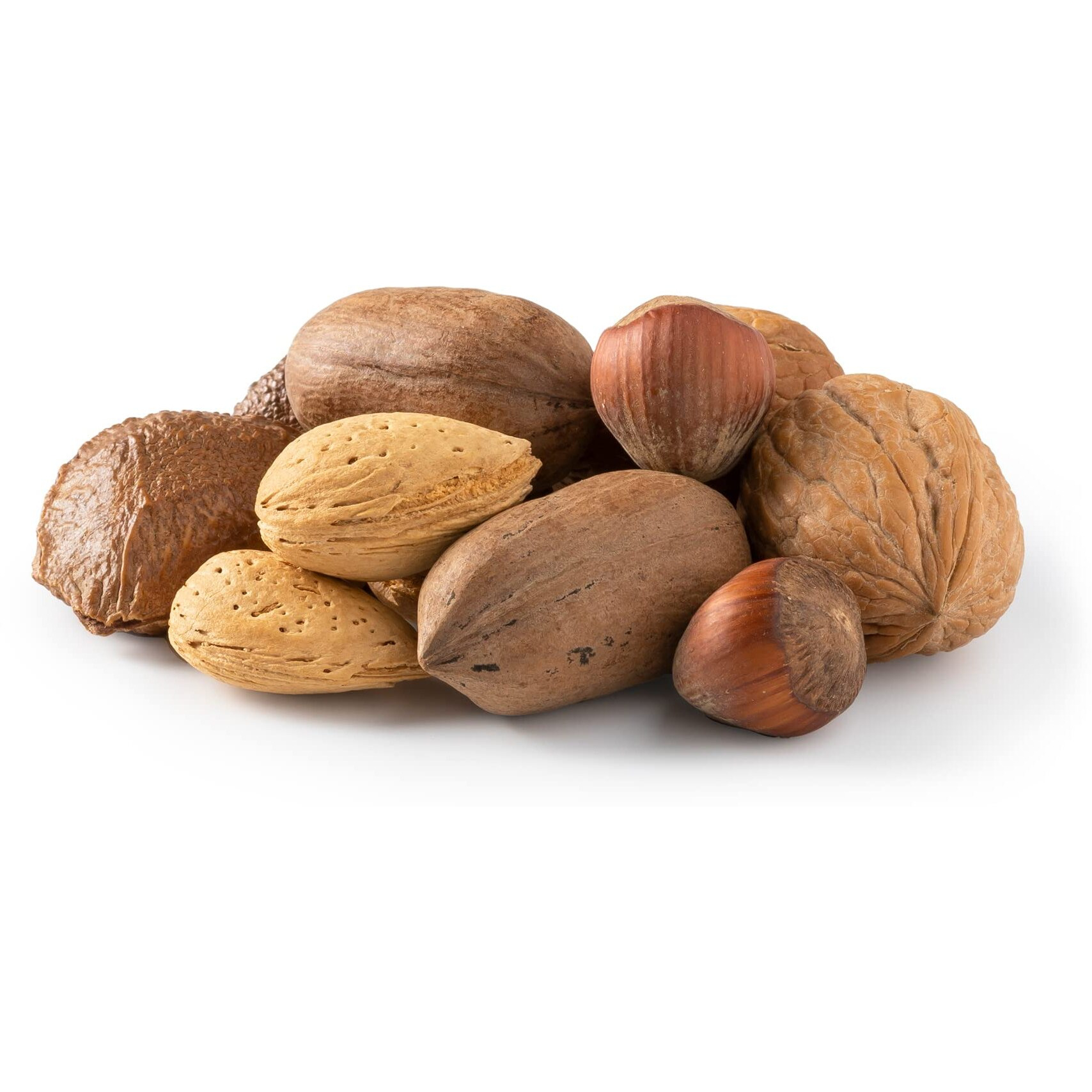 Nuts U.S. - Mixed Nuts In Shell (Almonds, Walnuts, Hazelnuts, Pecans, Brazil Nuts) | No Added Colors And No Artificial Flavors | Fresh Buttery Taste And Raw |Packed In Resealable Bags (1 Lb)