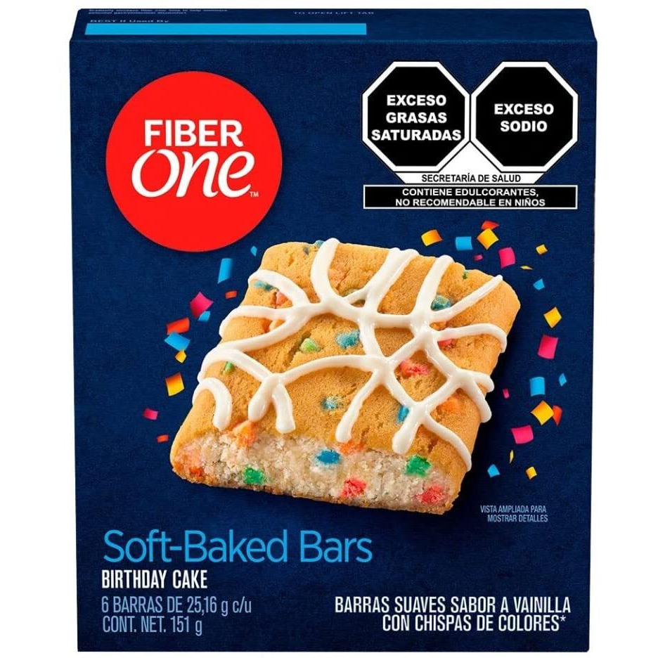 Fiber One 70 Calorie Soft-Baked Bars, Birthday Cake, Snack Bars, 18 Ct