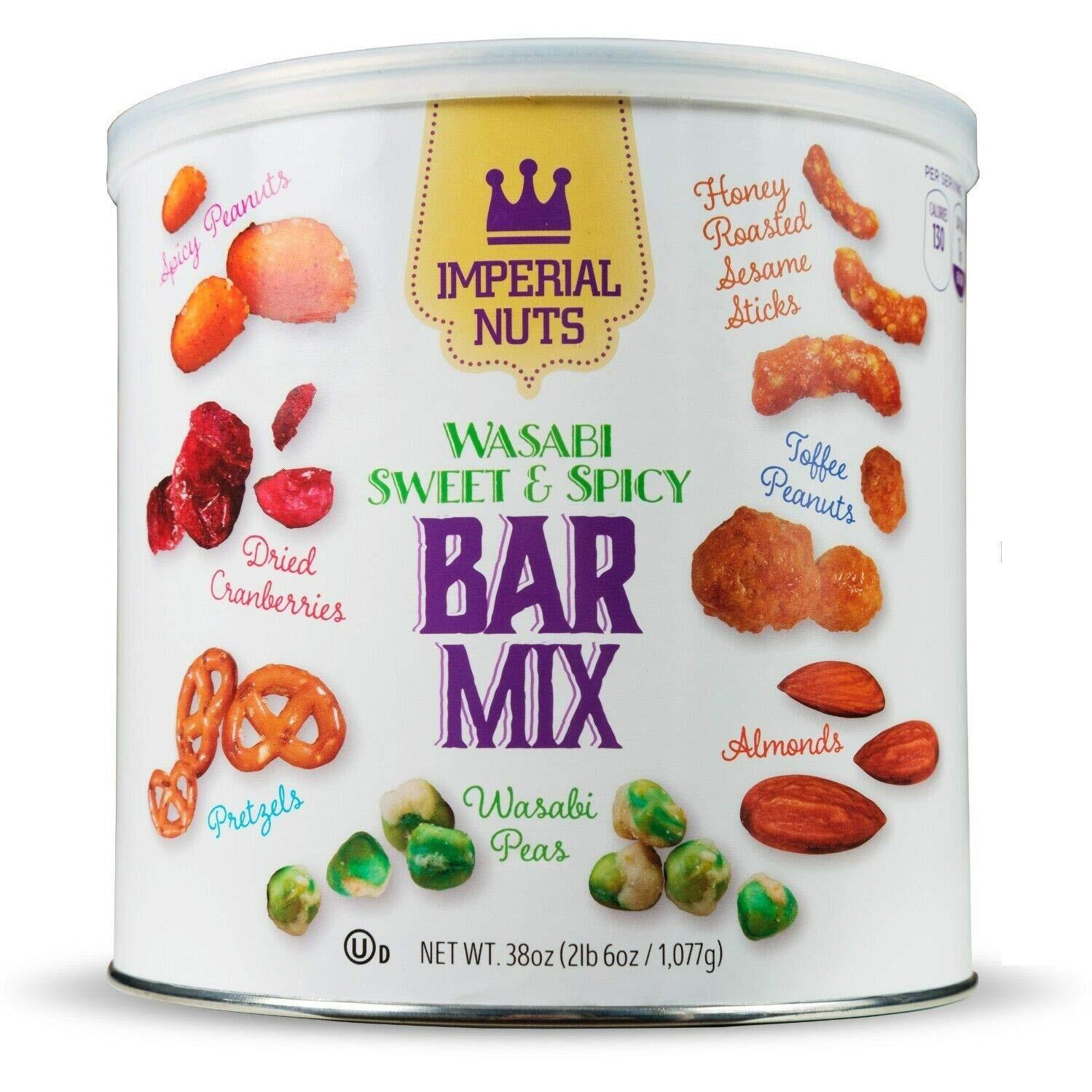 Imperial Mixed Nuts Bar Mix - Tasty Nut Snack For Any Occasion - Wasabi Peas, Almonds, Pretzels, Honey Roasted Sesame Sticks, Dried Cranberries, Spicy & Toffee Peanuts (Wasabi Sweet & Spicy)
