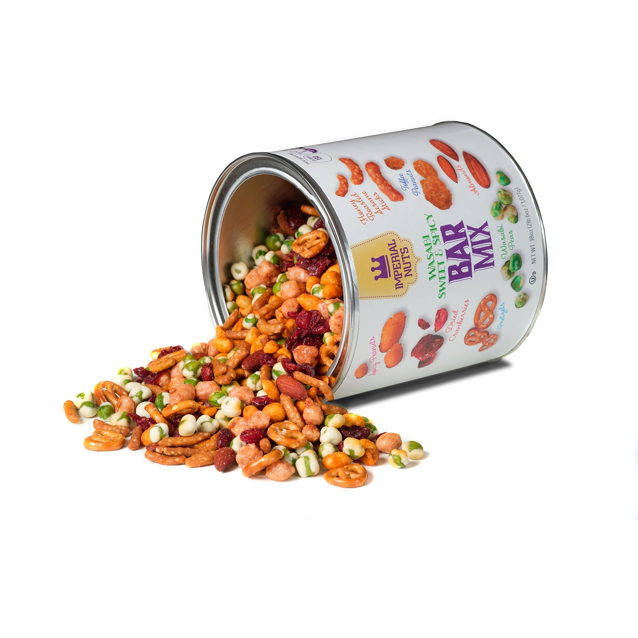 Imperial Mixed Nuts Bar Mix - Tasty Nut Snack For Any Occasion - Wasabi Peas, Almonds, Pretzels, Honey Roasted Sesame Sticks, Dried Cranberries, Spicy & Toffee Peanuts (Wasabi Sweet & Spicy)