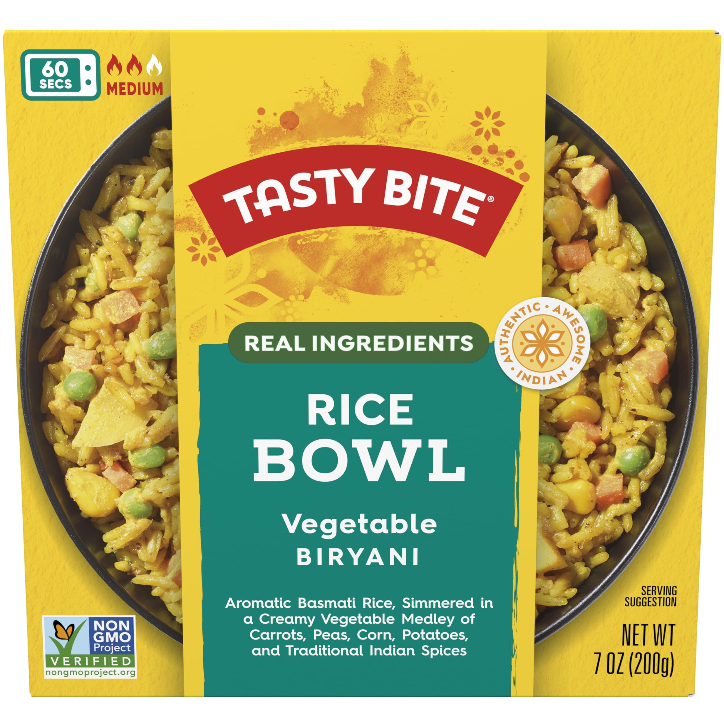 Tasty Bite Vegetable Biryani Rice Bowl, Ready To Eat, Microwaveable, Gluten Free, 7 Ounce (Pack Of 6)
