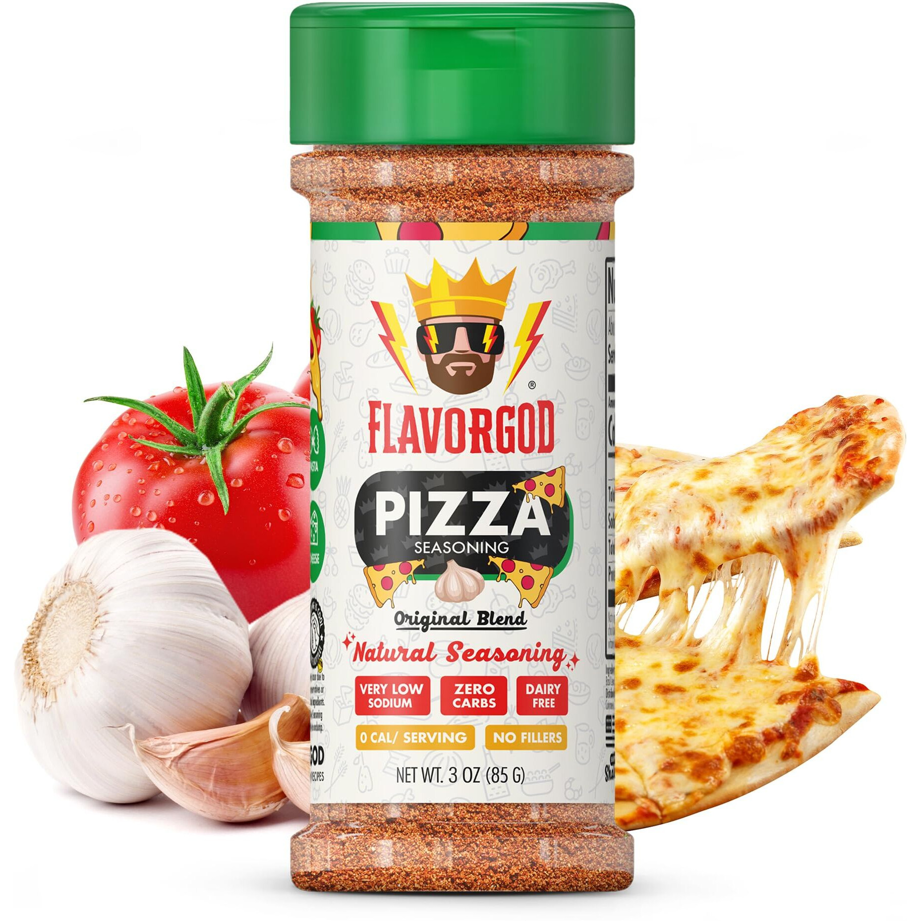 Pizza Seasoning Mix By Flavor God - Premium All Natural & Healthy Spice Blend For Grilling Chicken, Beef, Seafood, Vegetables, Salad, Tacos, Ravioli, & Pasta- Kosher, Gluten-Free, Dairy-Free, Vegan, Keto Friendly