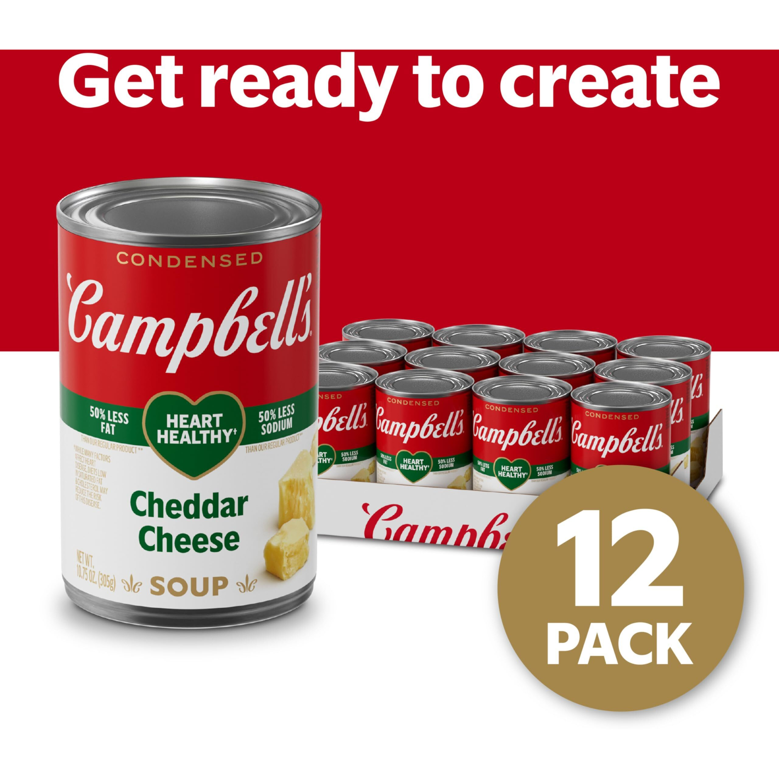 Campbell's Condensed Heart Healthy Cheddar Cheese Soup, 10.75 Oz Can (12 Pack)