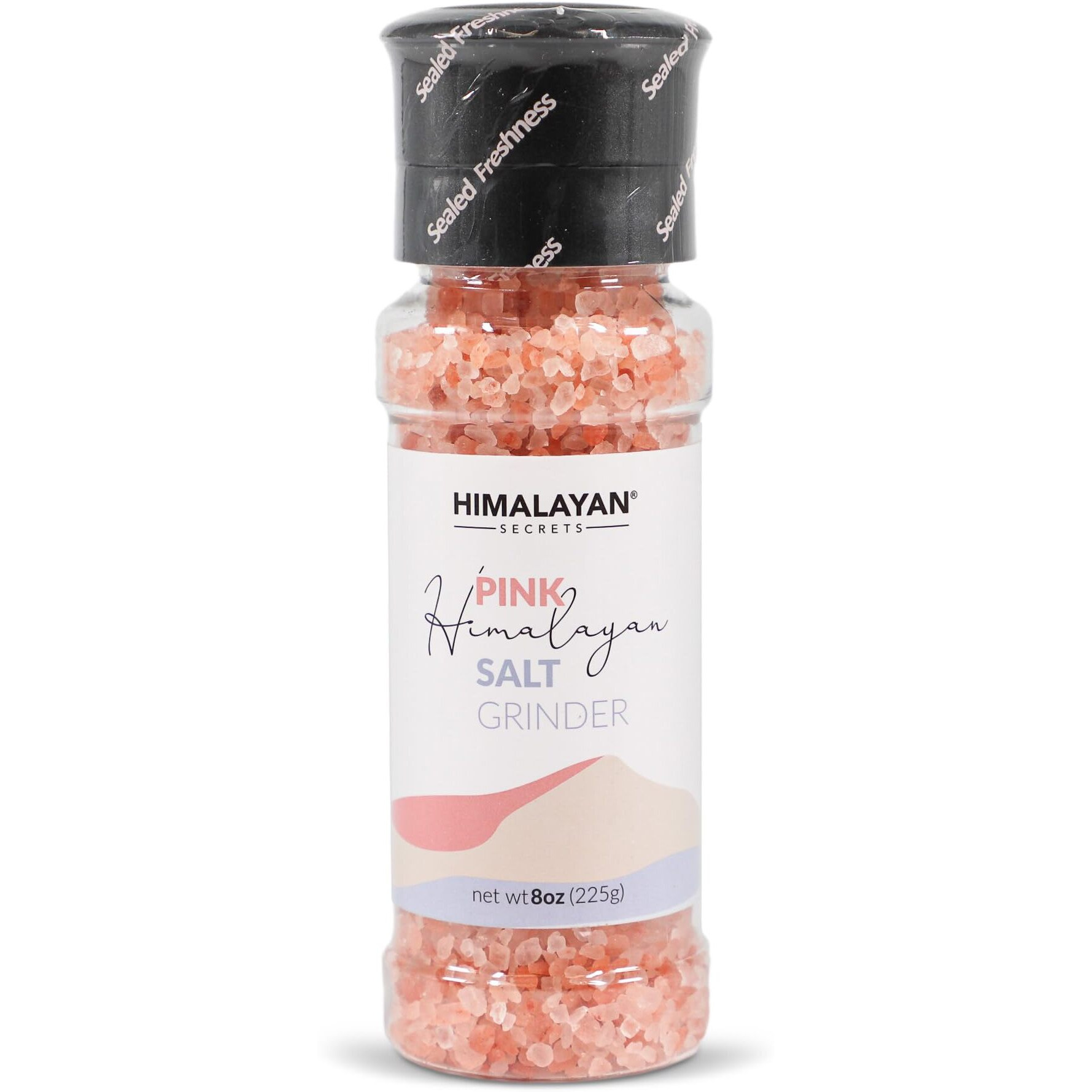 Himalayan Secrets Natural Pink Cooking Salt In Refillable Grinder - 8 Oz Healthy Unrefined Coarse Salt Packed With Minerals - Kosher Certified