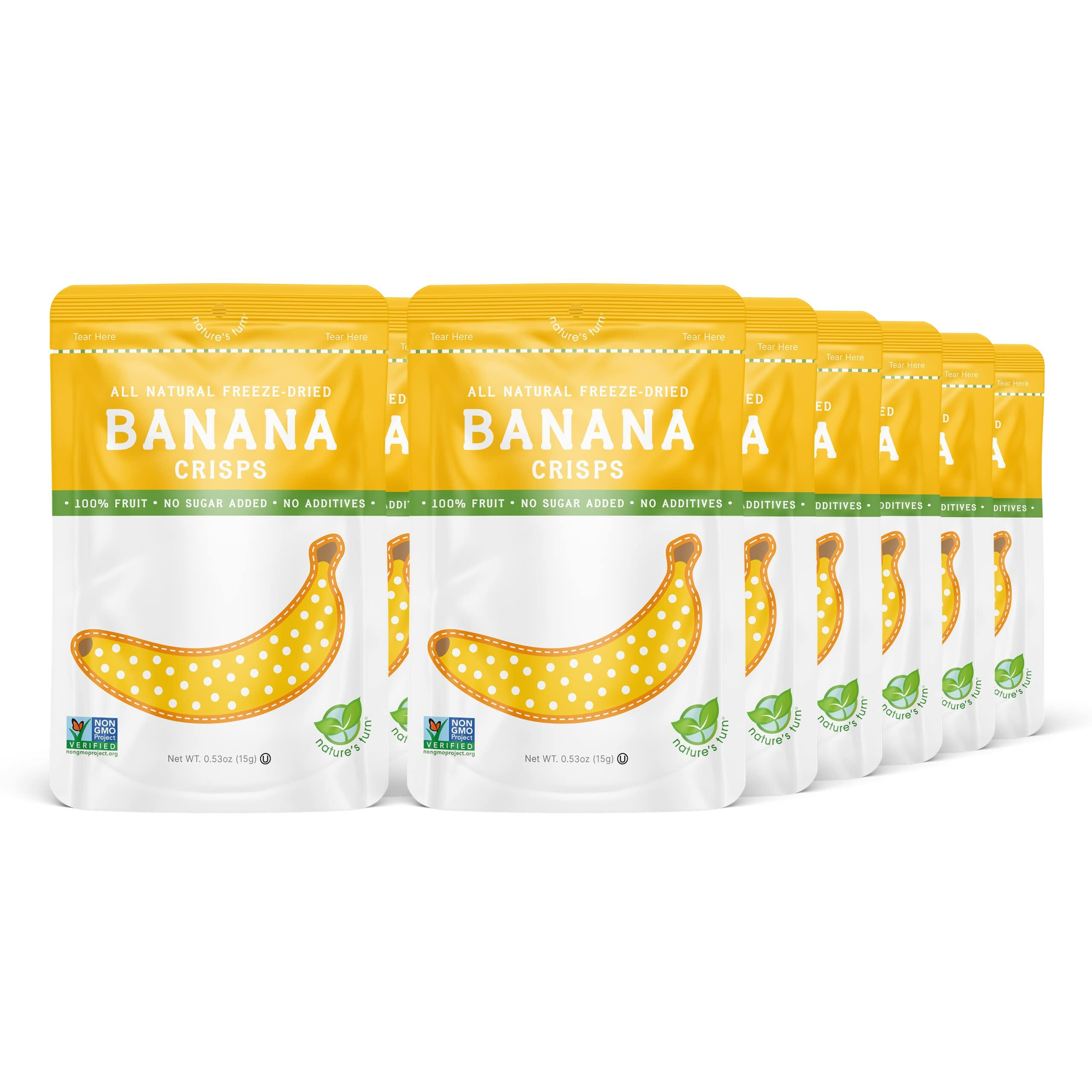 Natures Turn Freeze-Dried Fruit Snacks, Banana Crisps, Pack Of 12 (0.53 Oz Each)