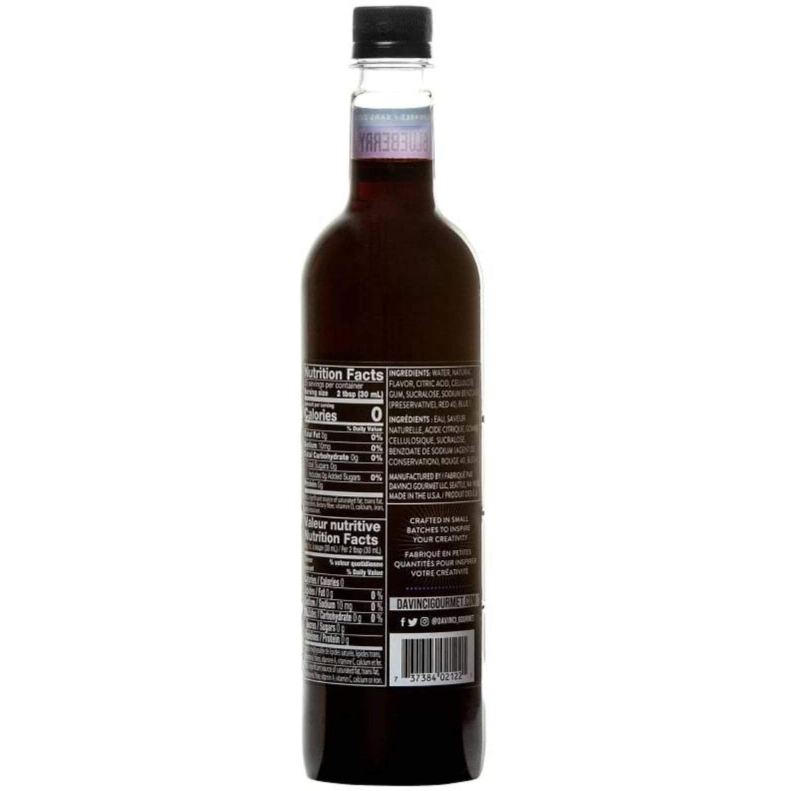Da Vinci Sugar Free Blueberry Syrup With Splenda, 750 Ml