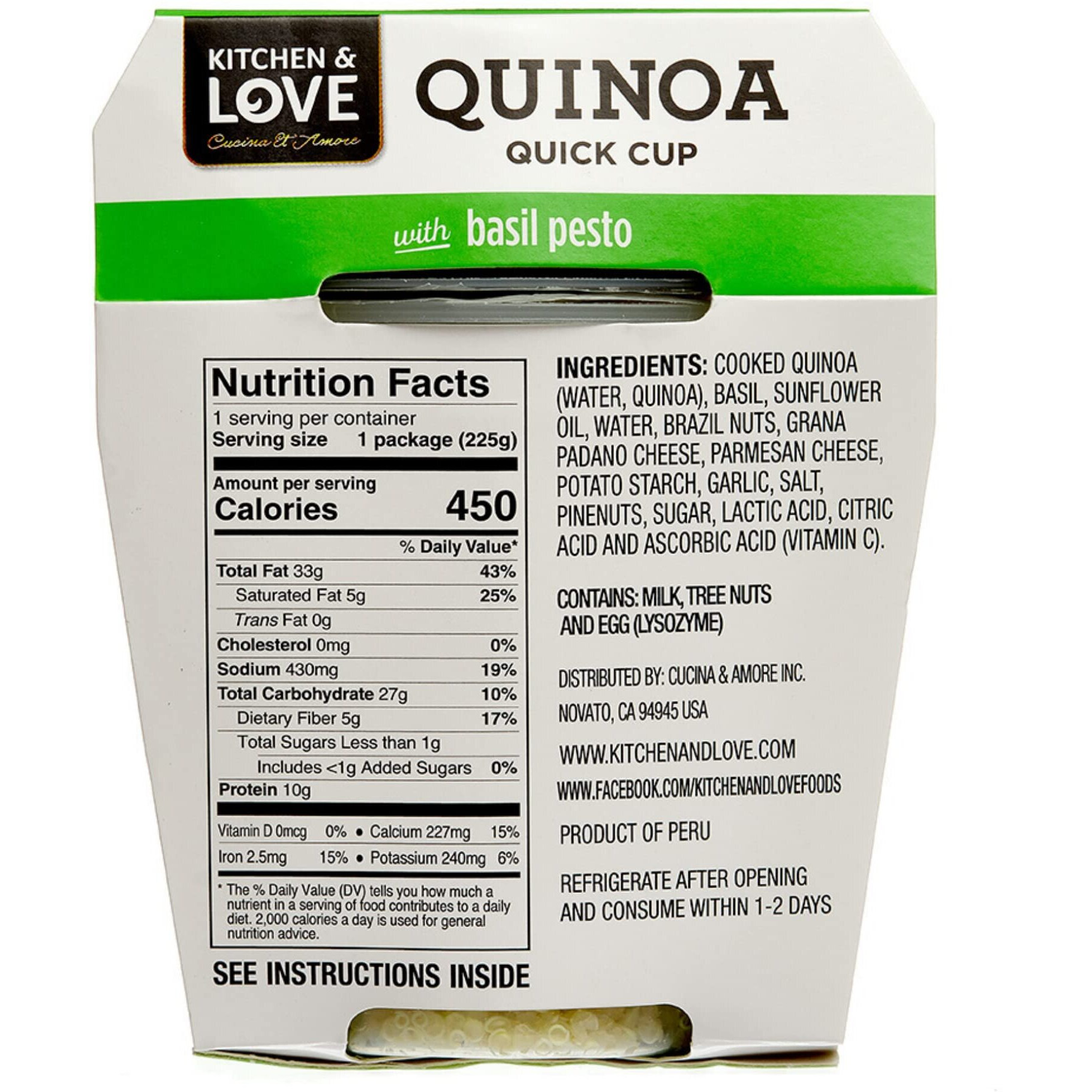 Kitchen & Love Basil Pesto Quinoa Quick Meal 6-Pack | Gluten-Free, Ready-To-Eat, No Refrigeration Required