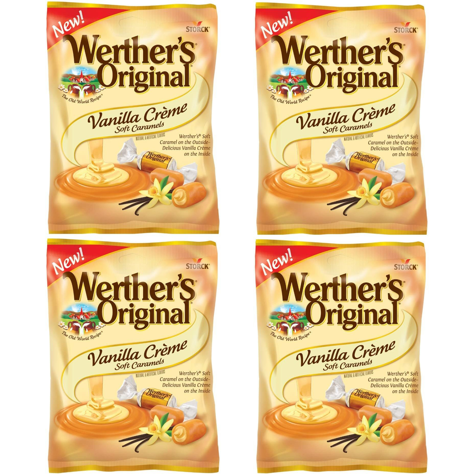 Werther's Original Vanilla Creme Soft Caramels, 4.51 Oz Pack Of 4