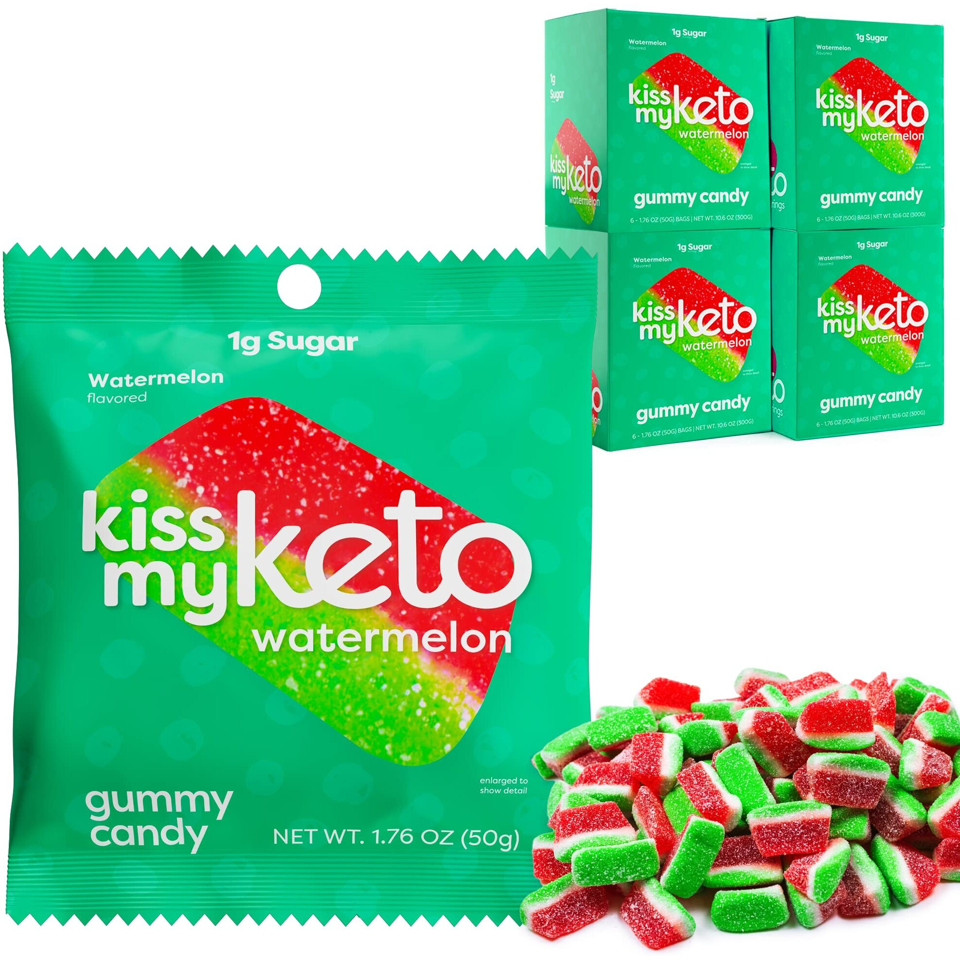 Kiss My Keto Gummies Candy - Low Carb Watermelon Candy Gummy, Keto Snack Pack - Healthy Candy Gummys - Vegan Candy, Keto Gummy Candy - Keto Candy Gummies (24-Pack)