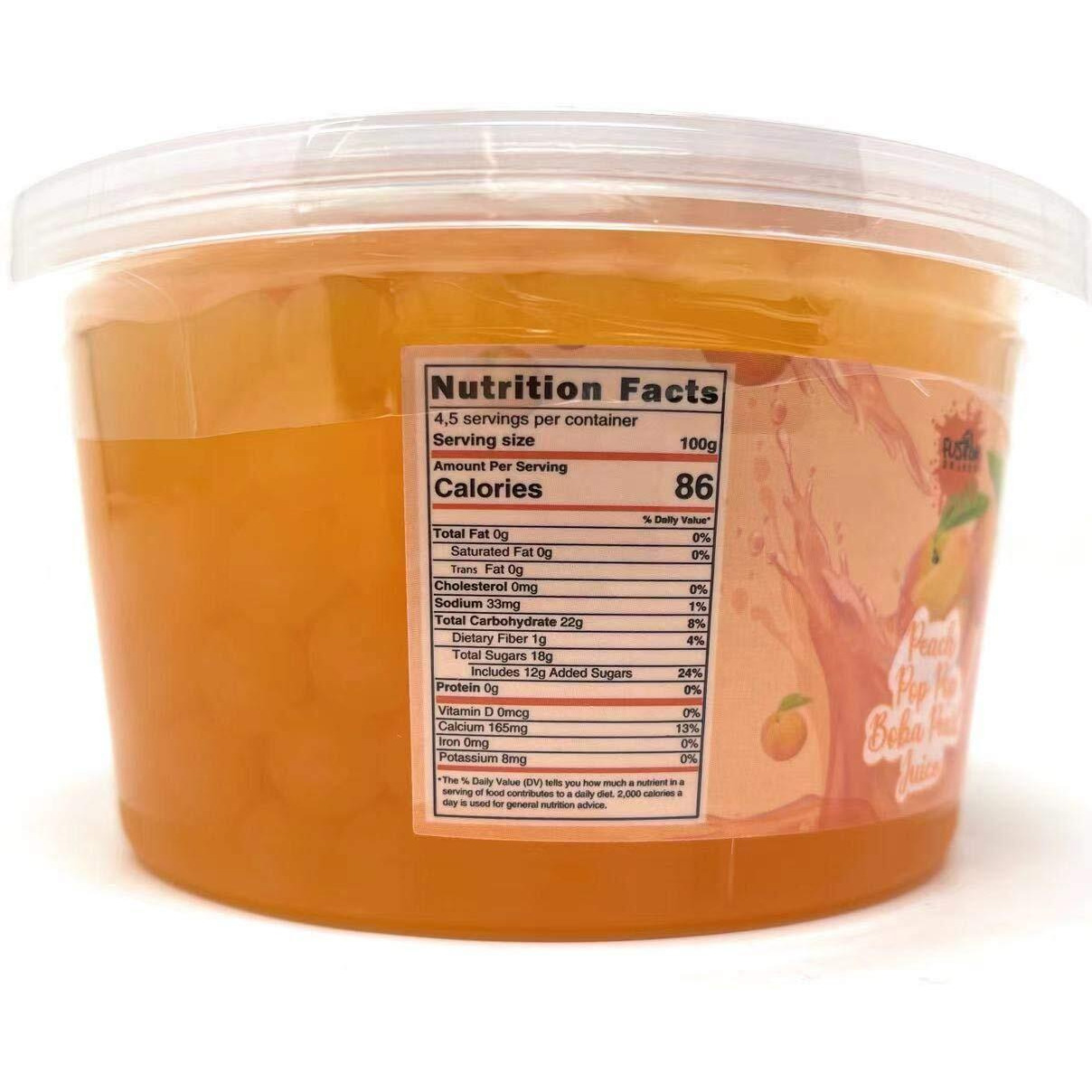 Fusion Select Peach Bobaz Bursting Bobaz Popping Bobaz Pearls For Bobaz Tea, Bubble Tea, Fruit Tea, Yogurt Toppings 450 Grams