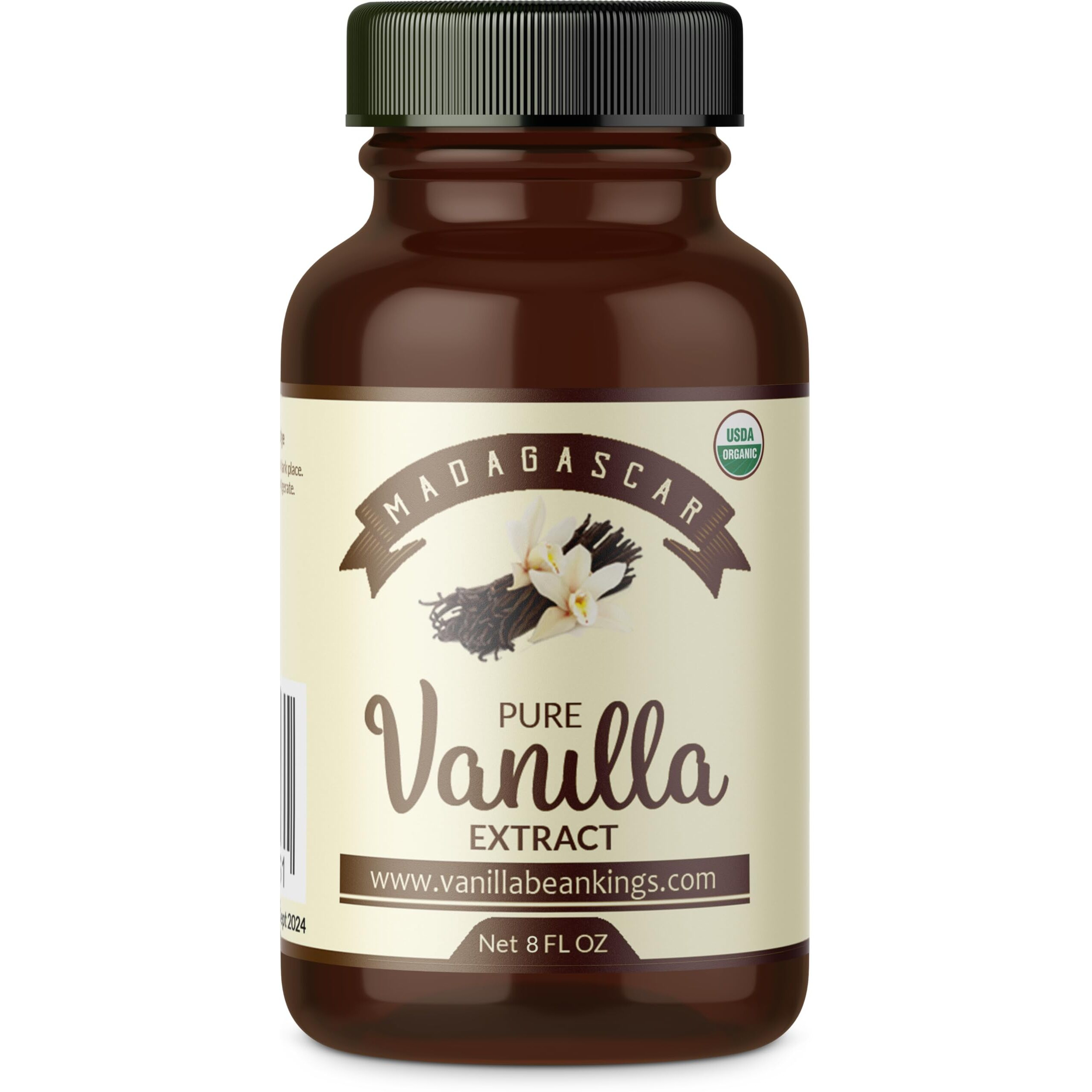 Organic Vanilla Extract - Made With Madagascar Vanilla Beans - 8 Fl Oz - For Baking, Desserts, Home Cooking And Chefs