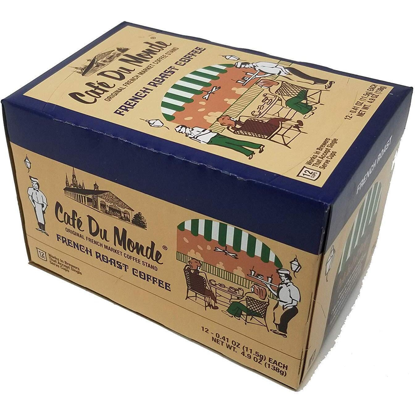 Cafe Du Monde Coffee French Roast Single-Serve Cup Pods, 12 Count