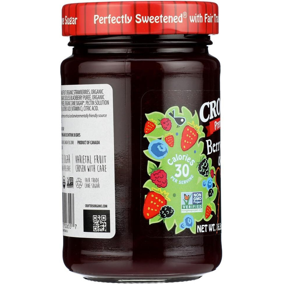 Crofter's Organic Premium Spread, Seedless Blackberry, 16.5 Oz. (Pack Of 6)