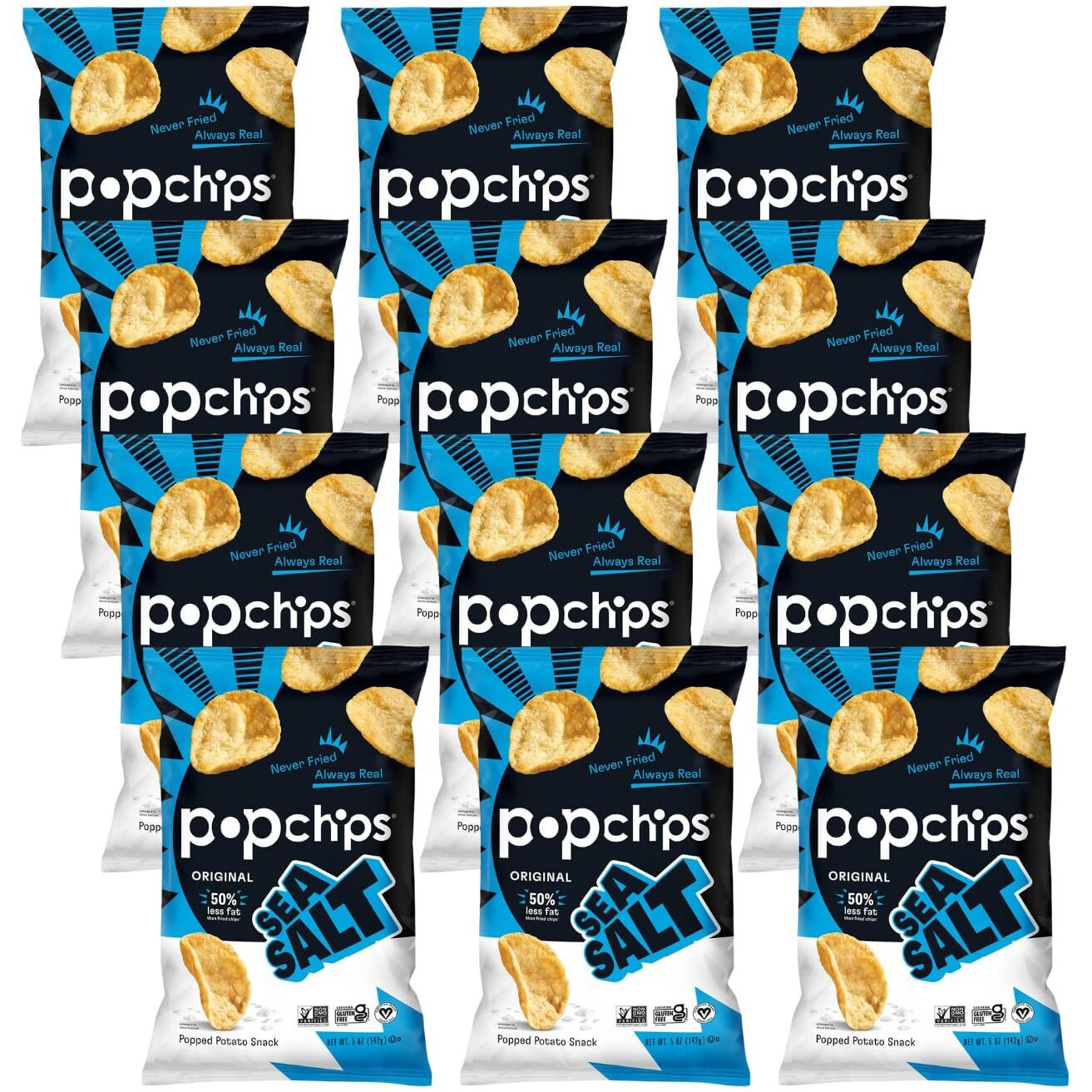 Popchips Potato Chips, Sea Salt, Gluten Free, 5 Ounce (Pack Of 12)