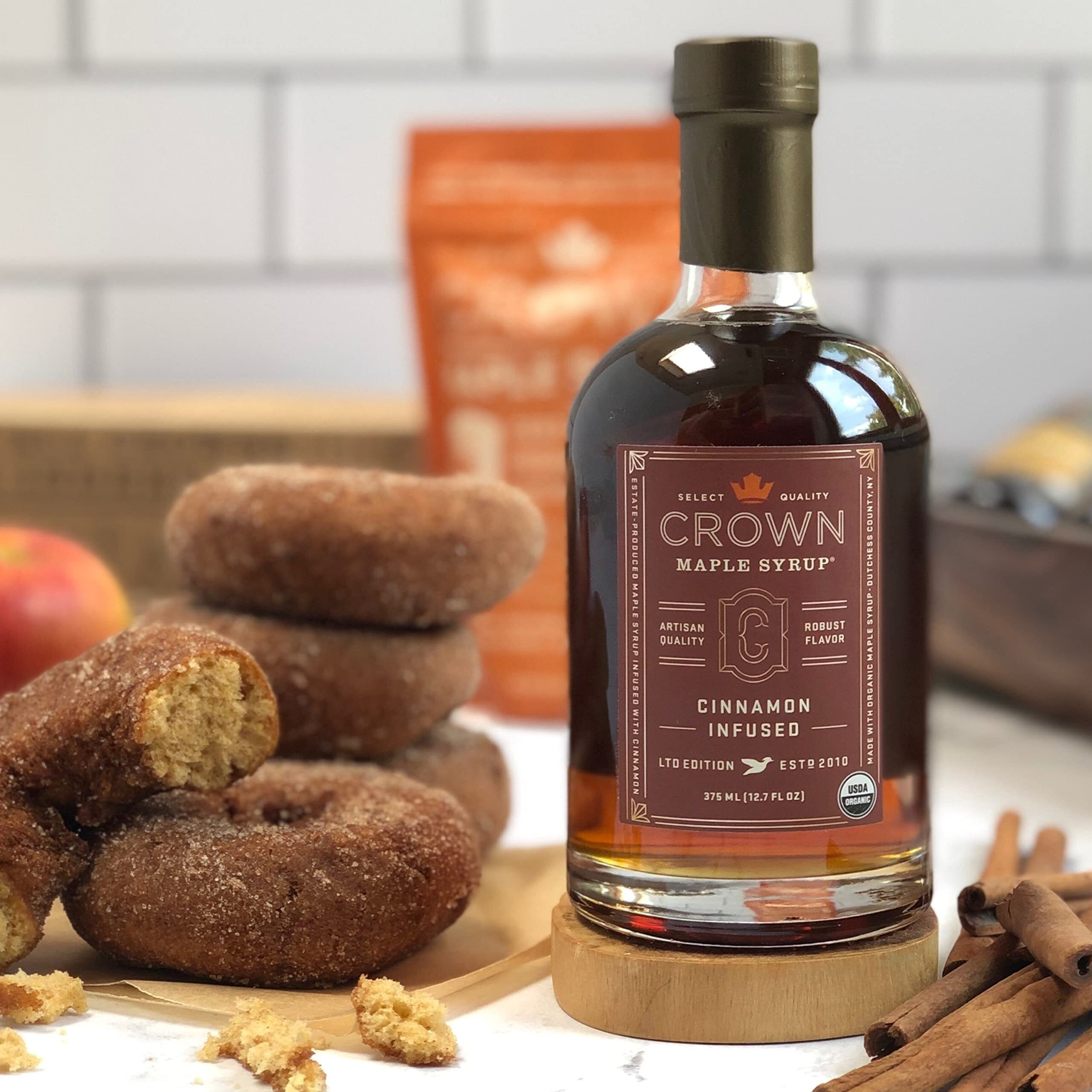 Crown Maple Cinnamon Infused Maple Syrup, 12.7 Fl Oz, 6-Pack, Pancakes, Flavor Cocktails, Sticky Buns, Waffles, Certified Organic