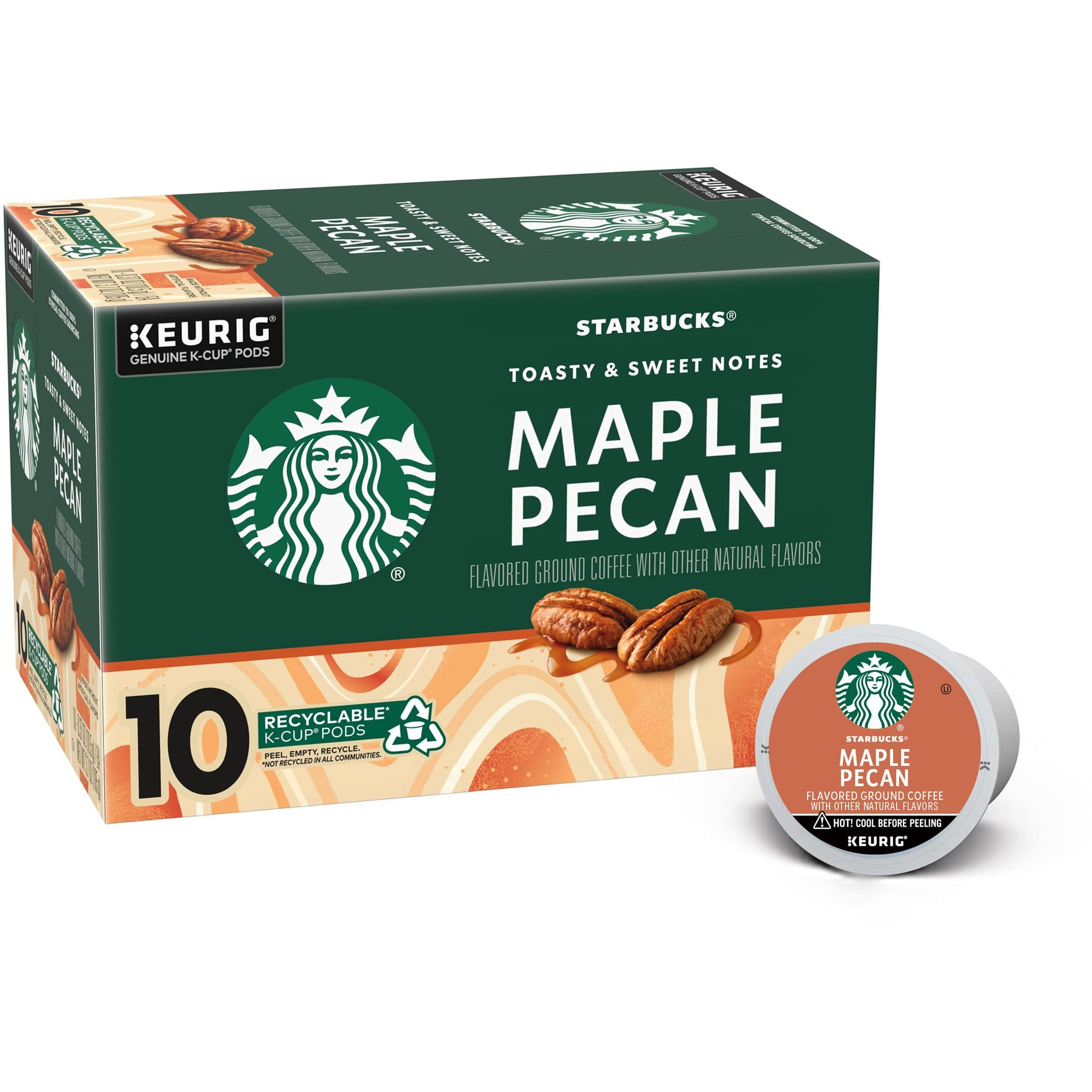 Starbucks Coffee K-Cup Pods, Maple Pecan Flavored Coffee, Naturally Flavored, 100% Arabica, 1 Box (10 Pods)