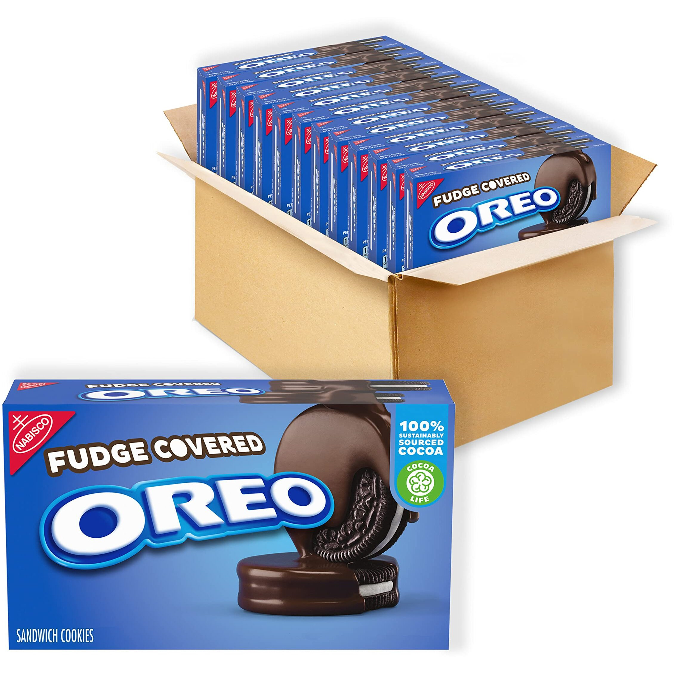 Oreo Fudge Covered Chocolate Sandwich Cookies, Original Flavor, 12 - 7.9 Oz Boxes