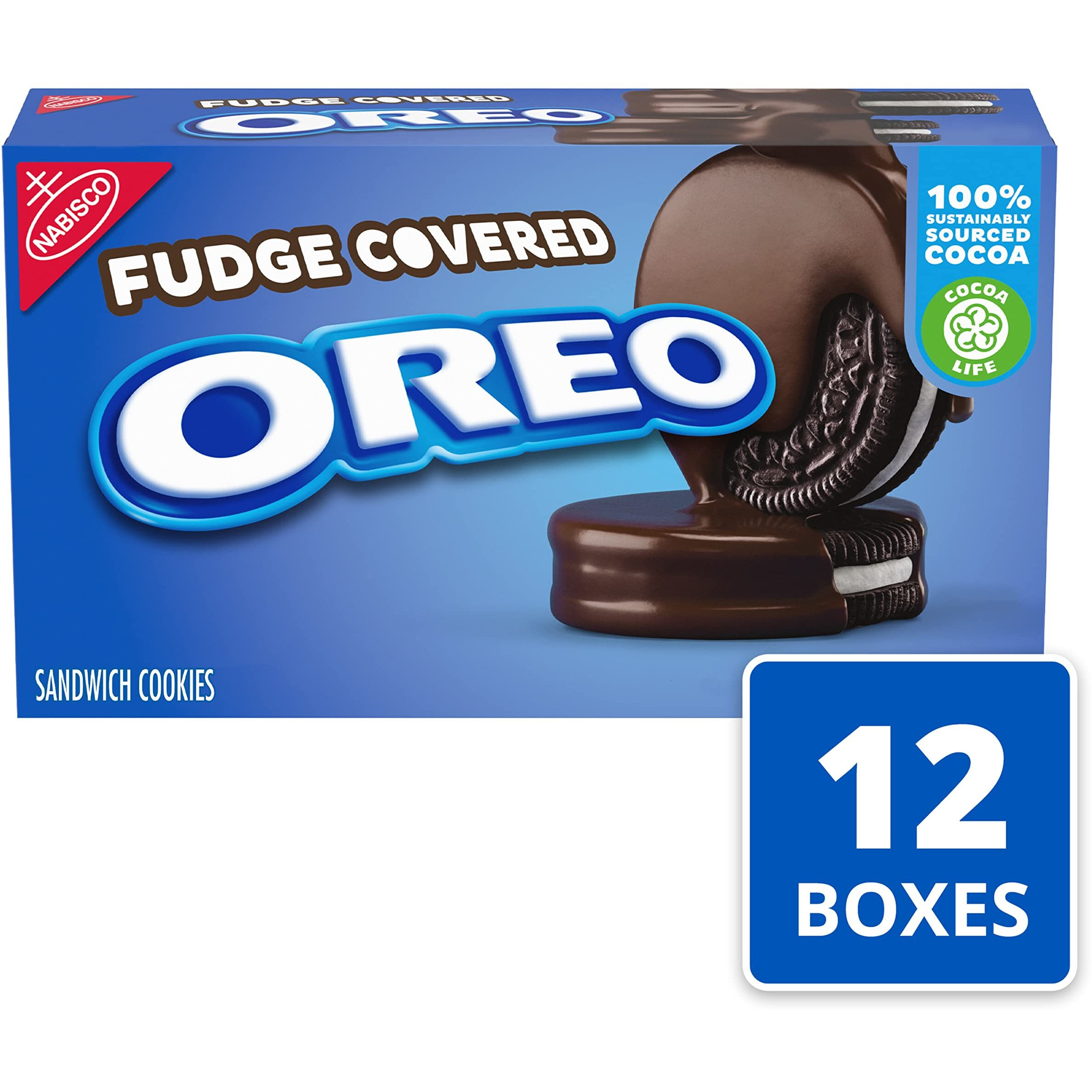 Oreo Fudge Covered Chocolate Sandwich Cookies, Original Flavor, 12 - 7.9 Oz Boxes