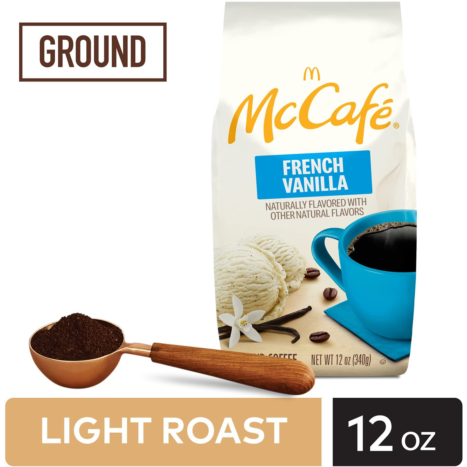 Mccafe French Vanilla, Flavored Light Roast Ground Coffee, 12 Oz Bag