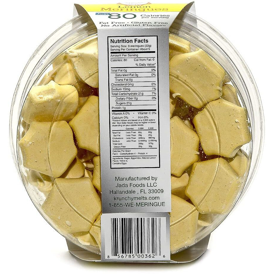 Krunchy Melts Original Meringue Cookies | Lemon Flavor | Only 80 Calories Per Serving | Fat Free, Gluten Free, Dairy Free (4 Oz)