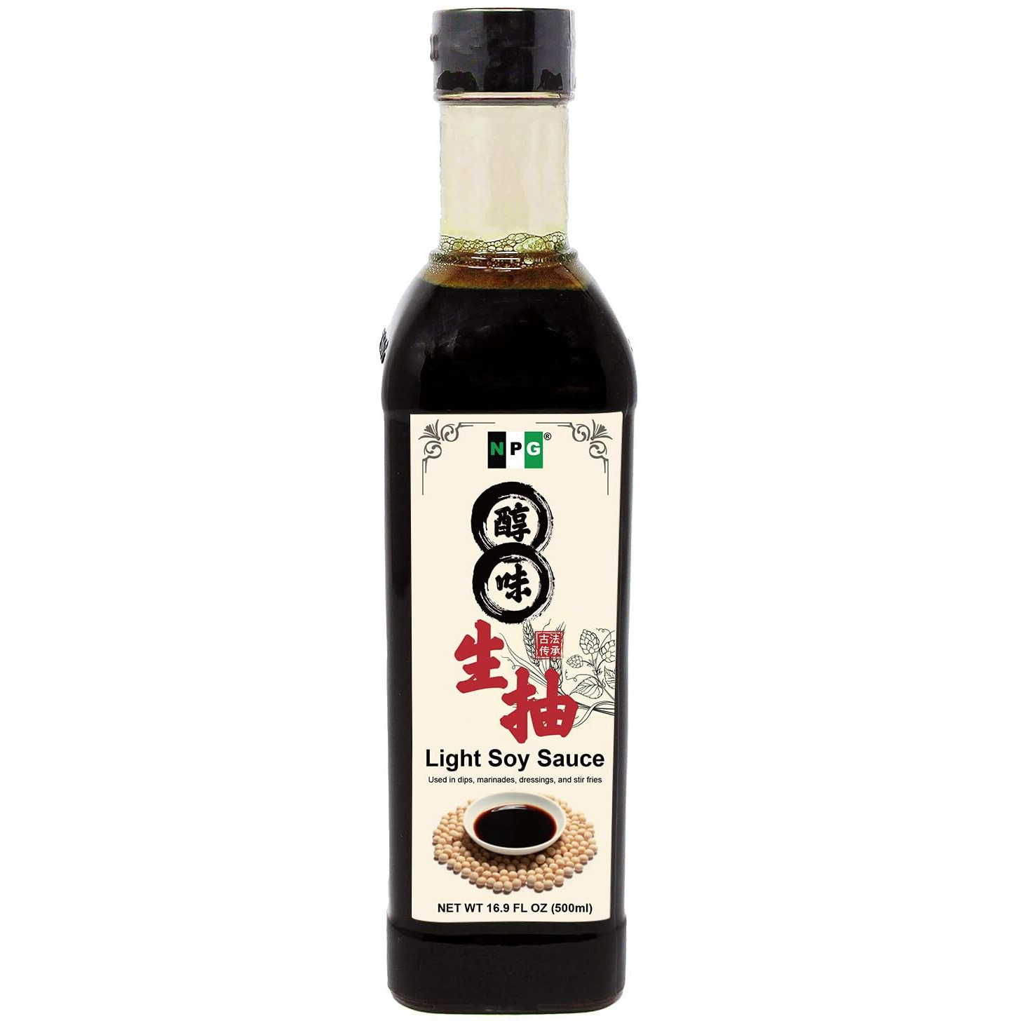 Npg Premium Light Soy Sauce 16.9 Fl Oz, Tamari Lite Dipping Sauce For Sushi, Sashimi, Fish, Dumplings, Noodles, Meat Marinades