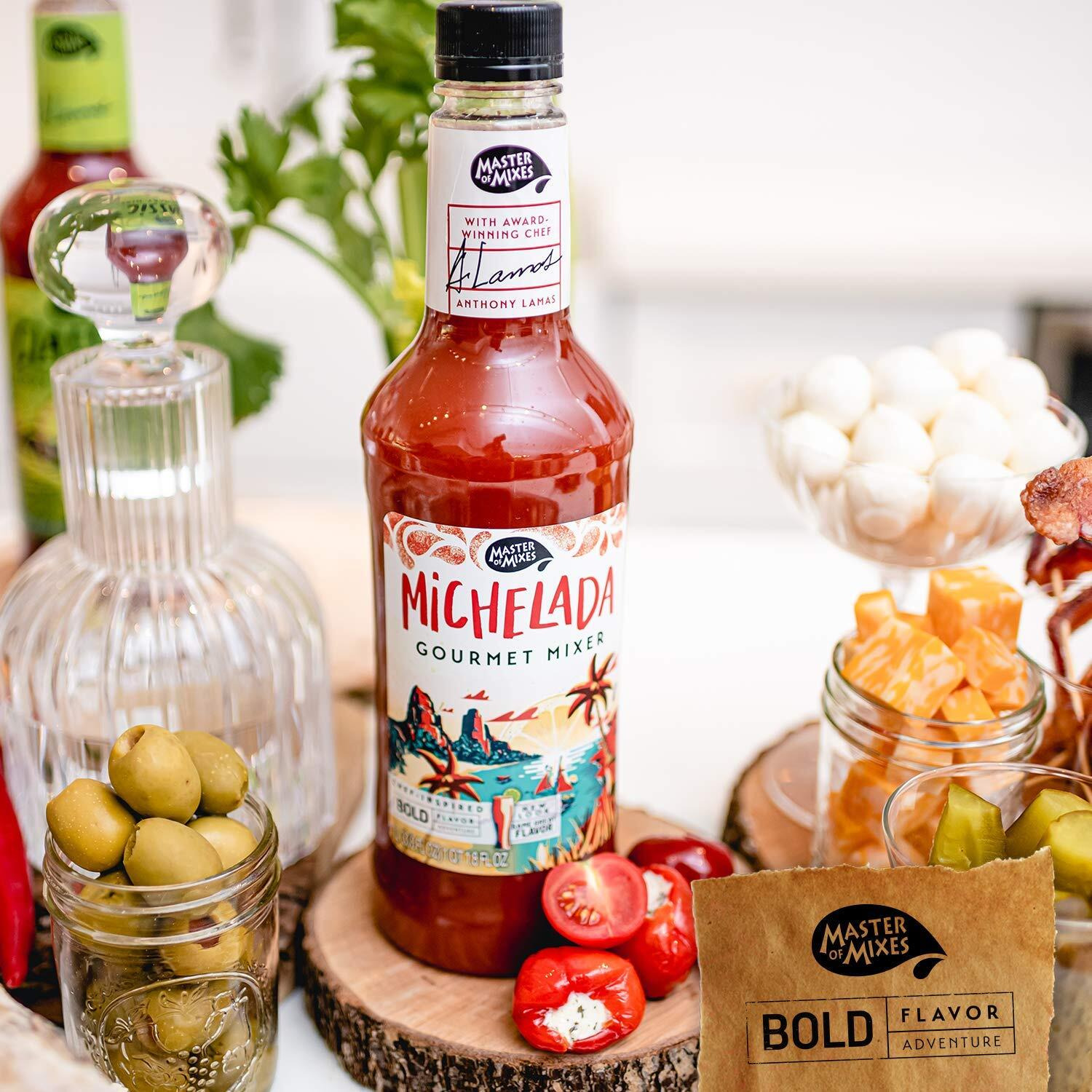 Master Of Mixes Michelada Drink Mix, Ready To Use, 1 Liter Bottle (33.8 Fl Oz), Pack Of 6