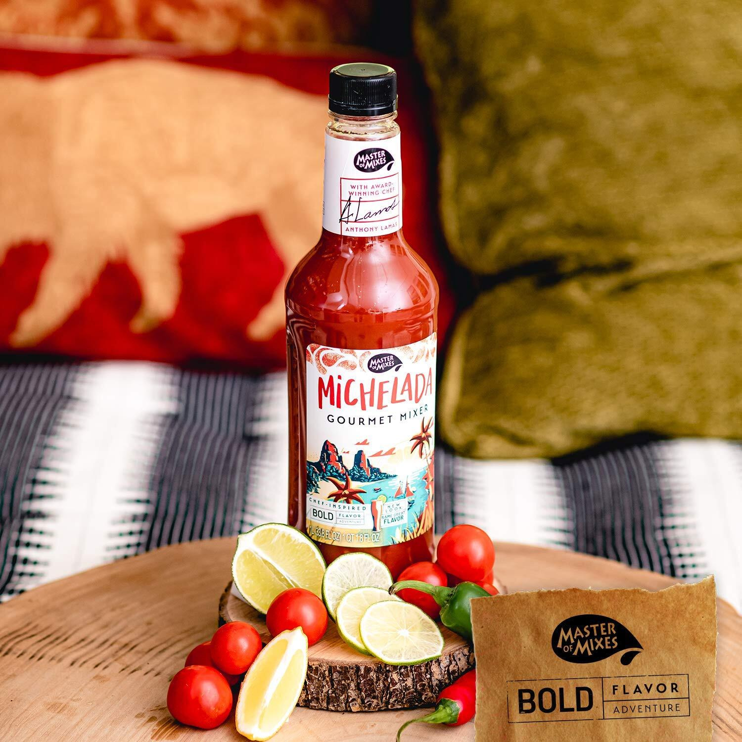 Master Of Mixes Michelada Drink Mix, Ready To Use, 1 Liter Bottle (33.8 Fl Oz), Pack Of 6