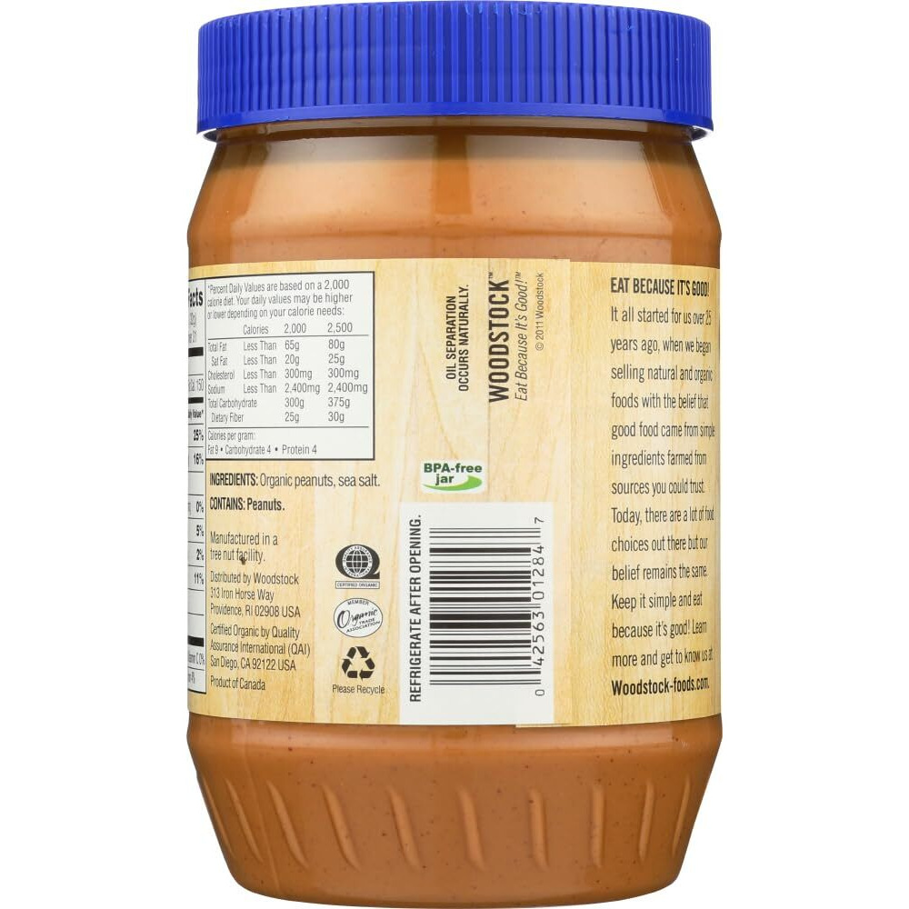 Woodstock Organic Smooth Peanut Butter, Salt Added, 35 Oz