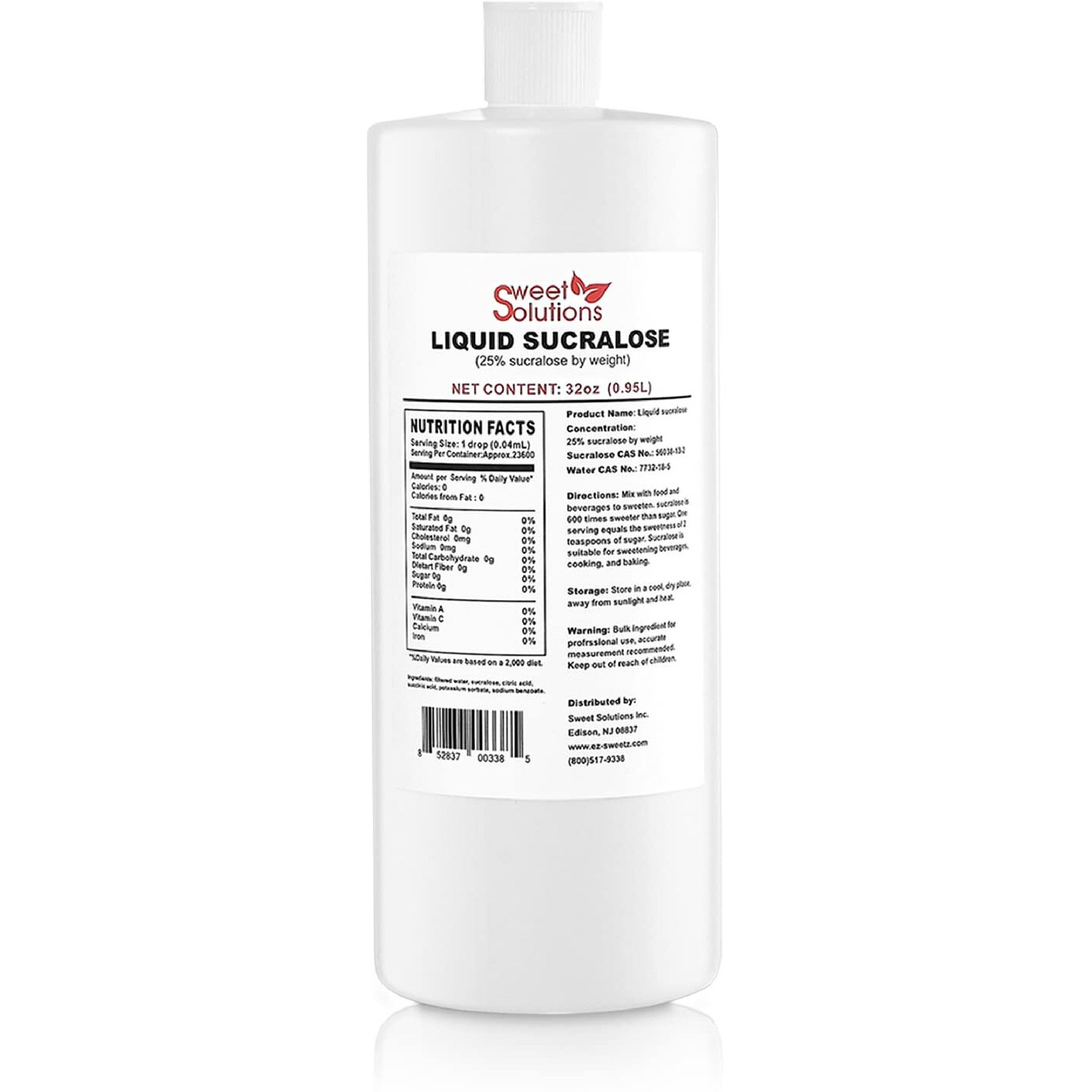 Concentrated Liquid Sucralose Sweetener, 25% Concentrated Sugar Alternative, 32 Oz. Bulk For Drinks, Food, And Pastries, Zero Calories And No Carbs (1-Pack)