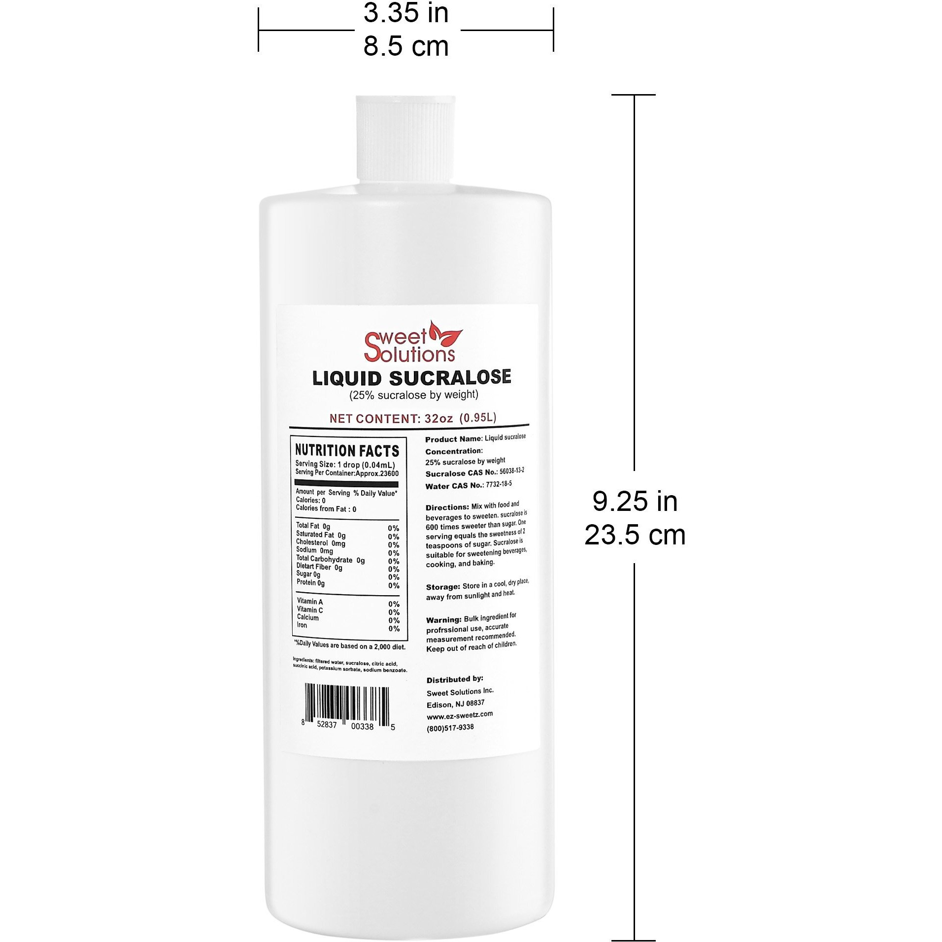 Concentrated Liquid Sucralose Sweetener, 25% Concentrated Sugar Alternative, 32 Oz. Bulk For Drinks, Food, And Pastries, Zero Calories And No Carbs (1-Pack)