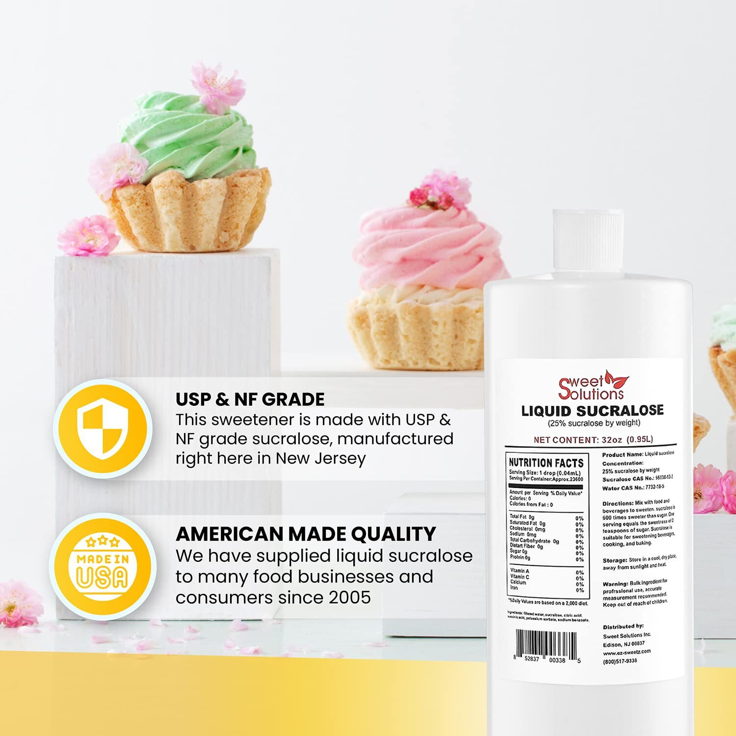 Concentrated Liquid Sucralose Sweetener, 25% Concentrated Sugar Alternative, 32 Oz. Bulk For Drinks, Food, And Pastries, Zero Calories And No Carbs (1-Pack)