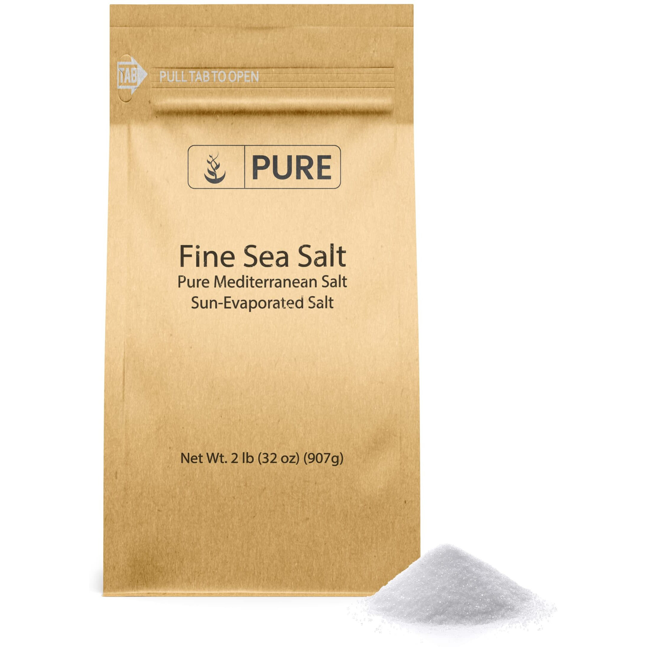 Pure Original Ingredients Fine Sea Salt (2 Lb) Mediterranean Sea Salt, Essential Seasoning, Sun-Evaporated
