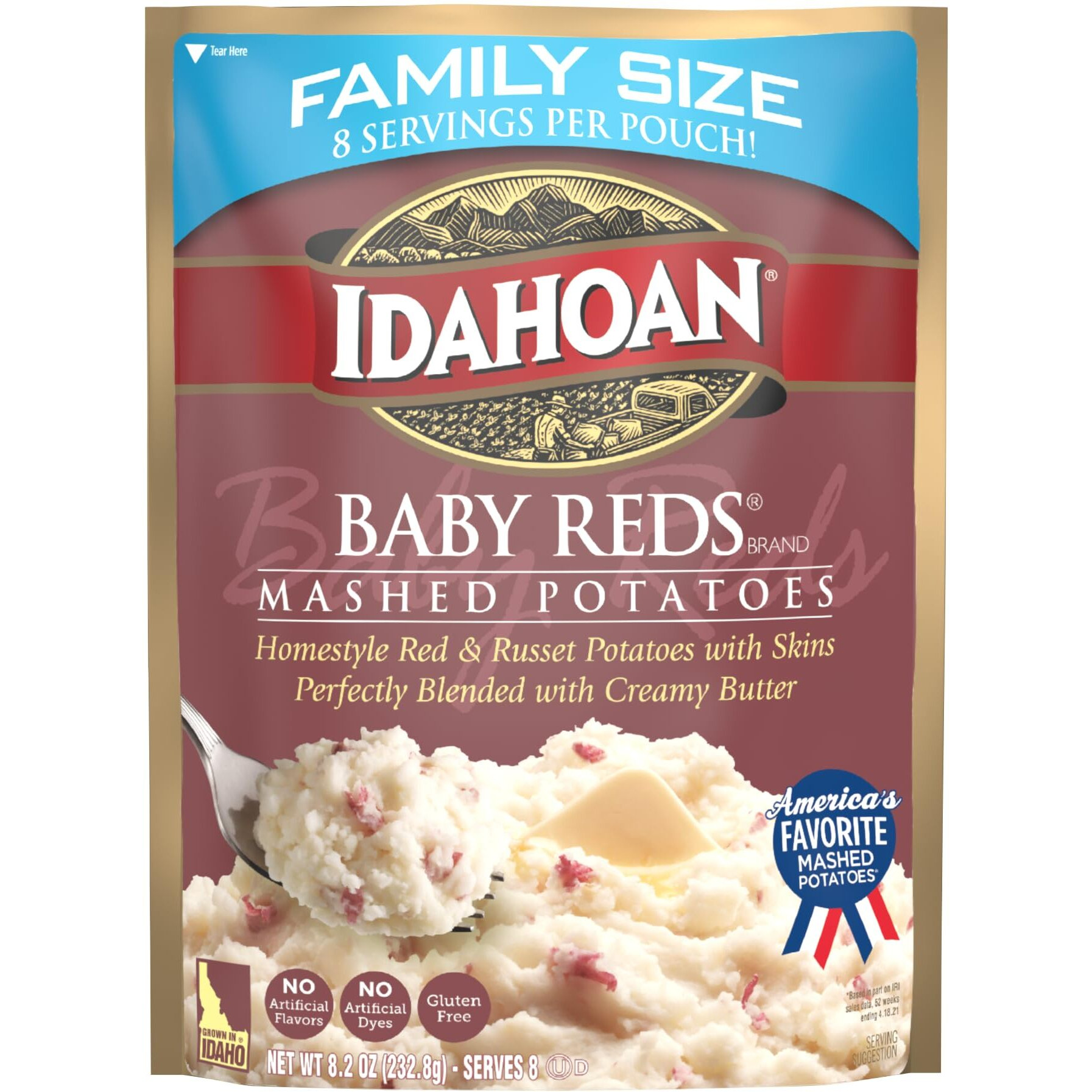 Idahoan Baby Reds Mashed Potatoes Family Size, 8.2 Oz (Pack Of 8)
