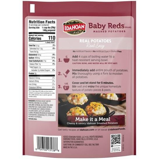 Idahoan Baby Reds Mashed Potatoes Family Size, 8.2 Oz (Pack Of 8)
