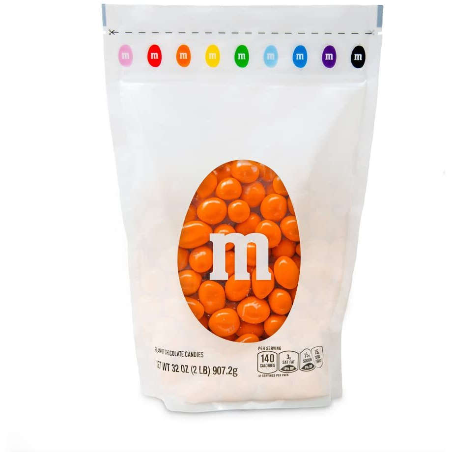M&Ms Peanut Orange Chocolate Candy - 2Lbs Of Bulk Candy In Resealable Pack For Candy Buffet, Birthday Parties, Theme Meetings, Candy Bar, Sweet Stuff For Diy Party Favors Or Edible Decoration