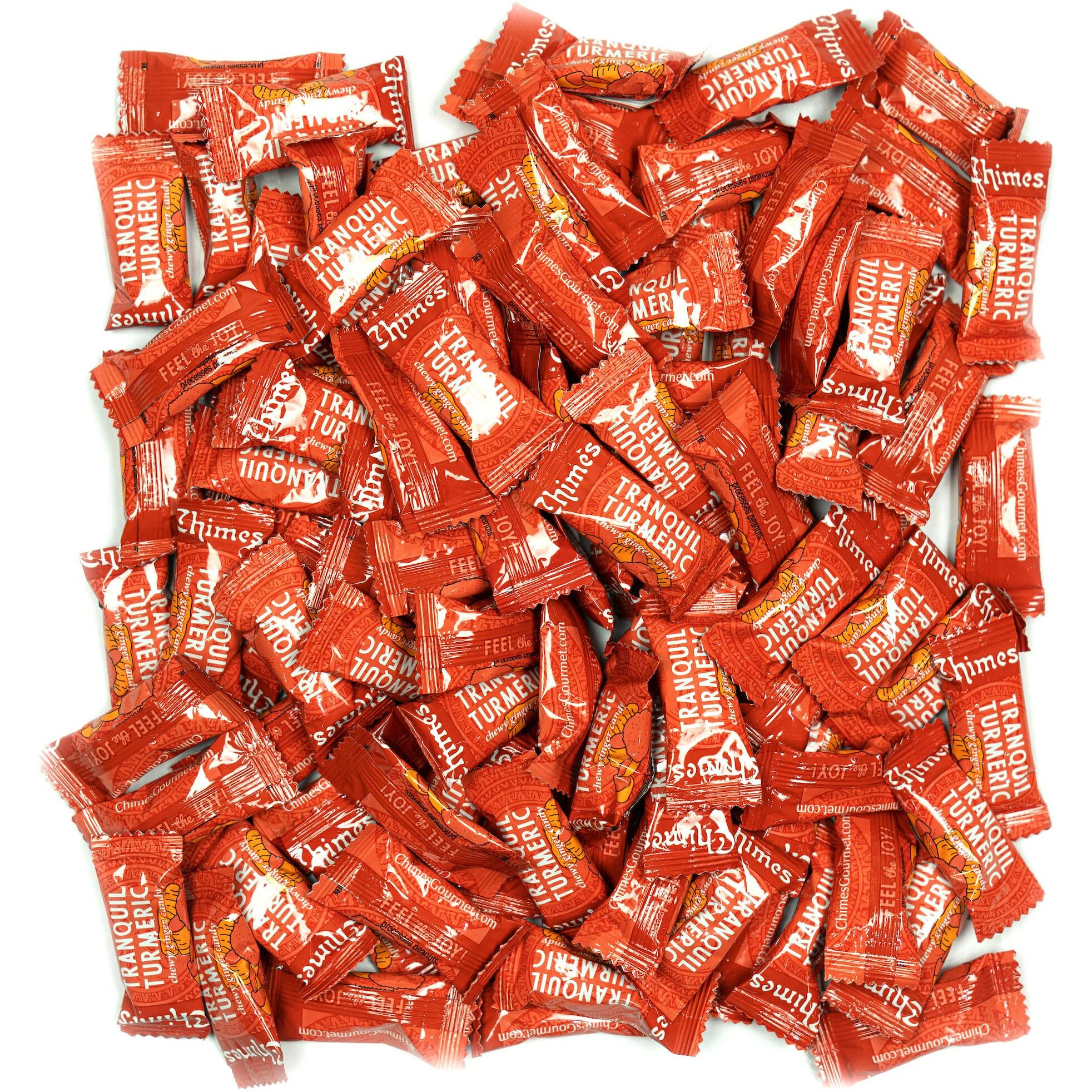 Chimes Tranquil Turmeric Adaptogen Ginger Chews Candy 1-Pound Bag - (With Ashwagandha, Reishi And Turmeric With Curcumin)