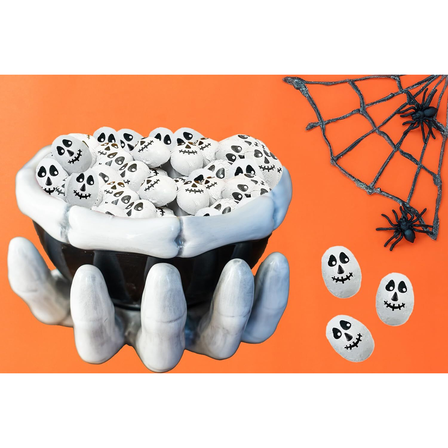 Fruidles Halloween Skulls, Double Crisp, Trick-Or-Treat Party Bag Fillers, Individually Wrapped In Multi-Color Skull Design Foils, Kosher Certified (Half-Pound)