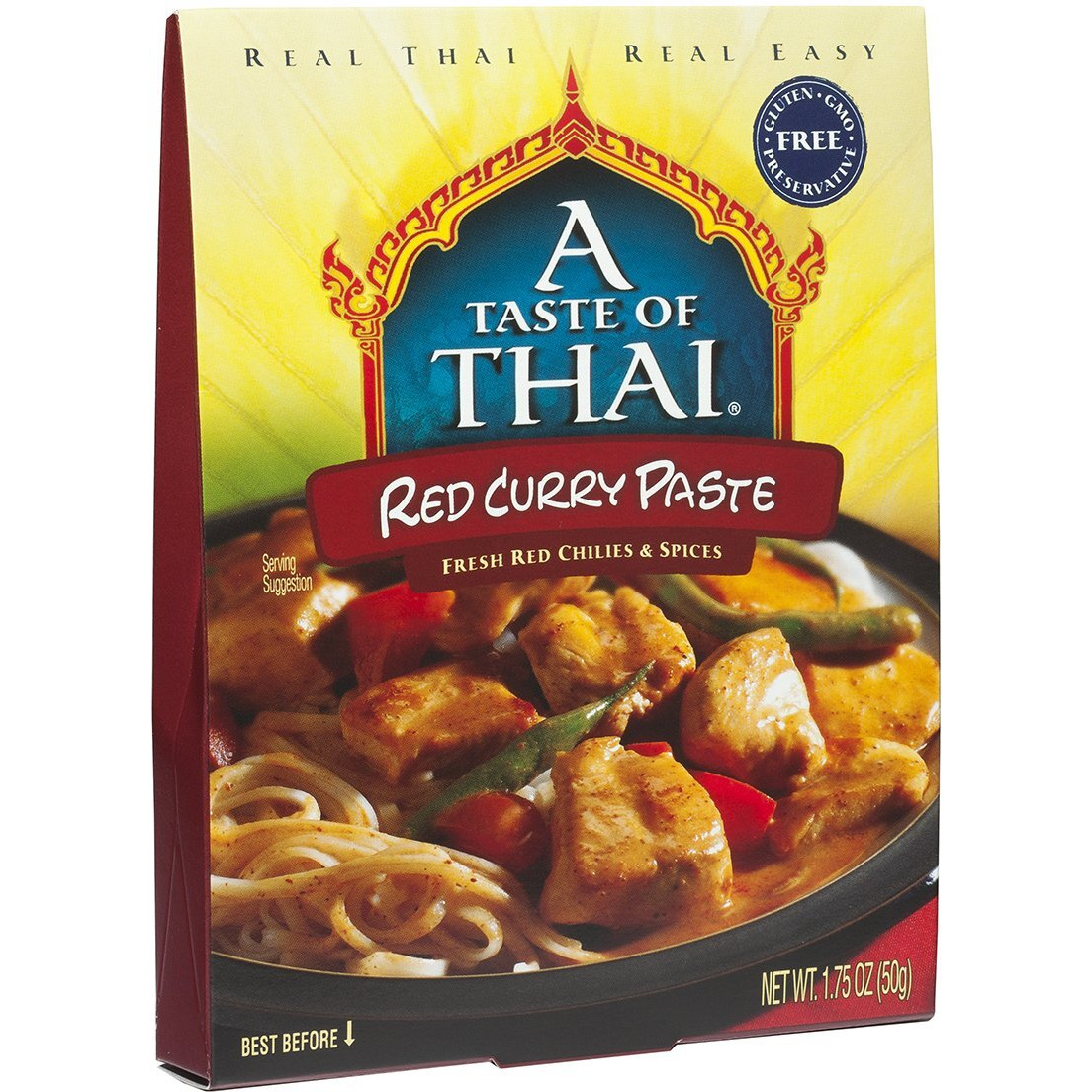 A Taste Of Thai Red Curry Paste - 1.75 Oz Pack Of 6 Ready-To-Use Mix | Flavored With Classic Thai Spices | Use As Rub Marinade Dipping Sauce & More | Non-Gmo | Gluten-Free | No Preservatives