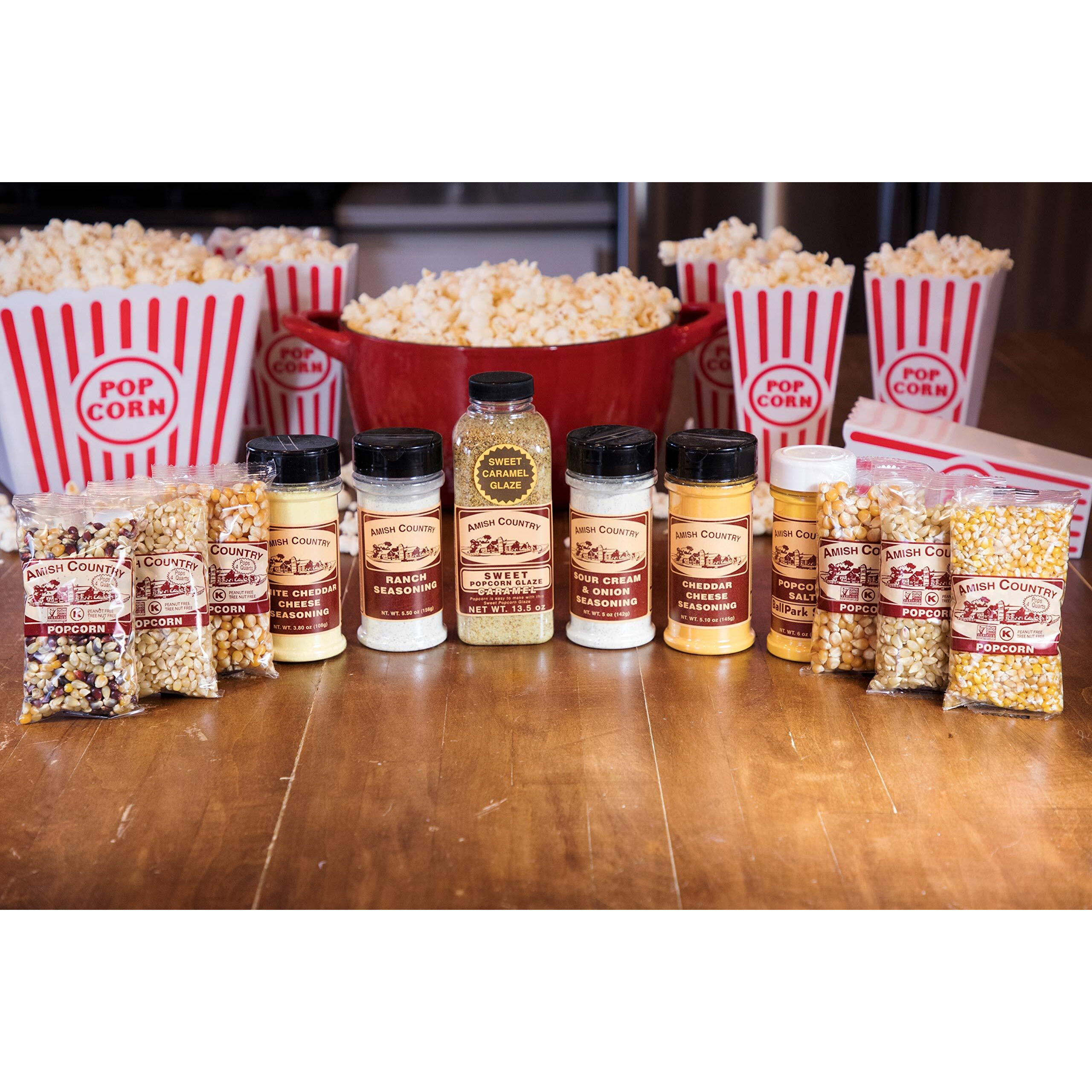 Amish Country Popcorn | 6-4 Oz Bags | Variety Popcorn Kernel Set With Toppings | Old Fashioned, Non-Gmo And Gluten Free