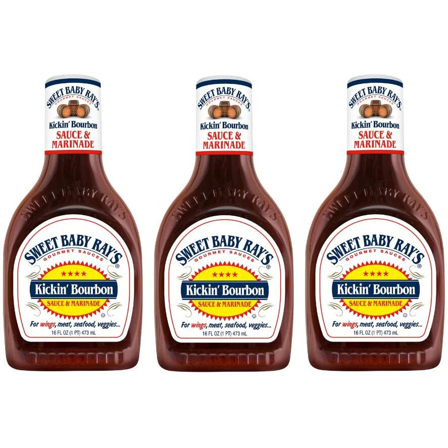 Sweet Baby Ray's Sauce And Marinade, Kickin' Bourbon 16 Fl Oz, (Pack Of 3)