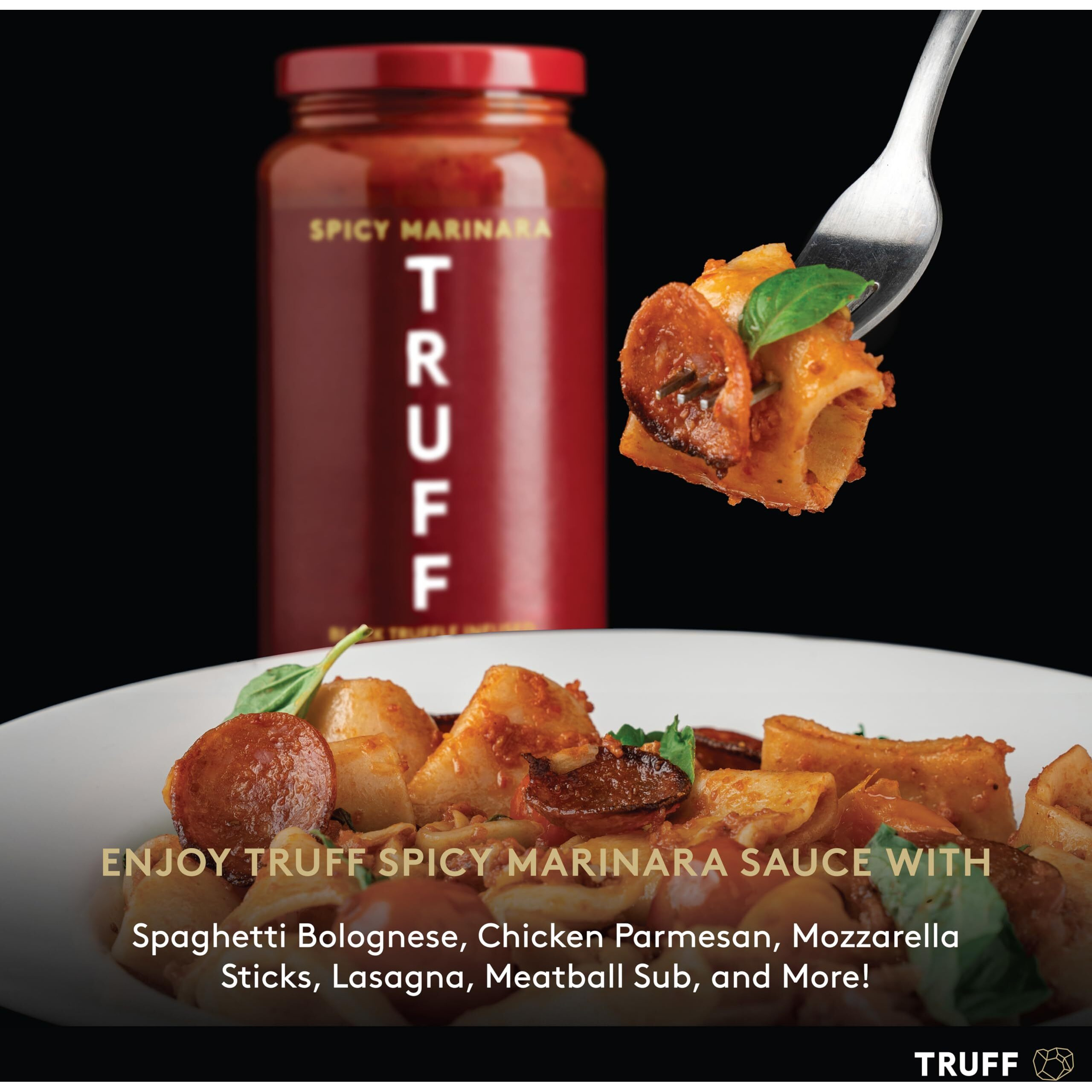 Truff Pasta Sauce, Black Truffle Spicy Marinara | Tomato Sauce For Pasta, Pizza, And More | Non-Gmo, Vegan, Pack Of 2 (Spicy Marinara, 2 Count)