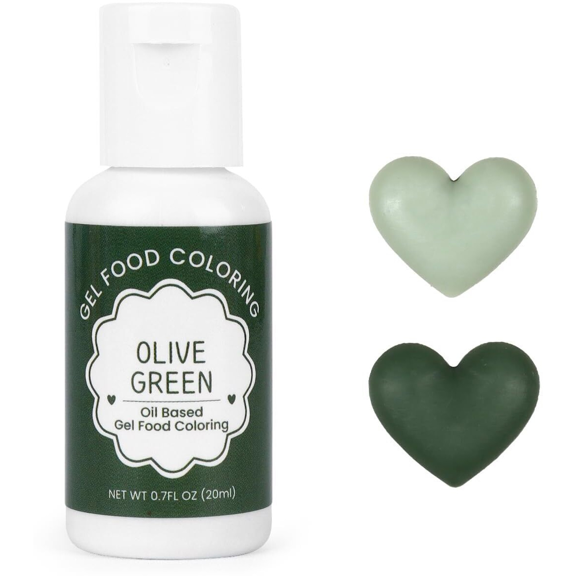 Oil Based Food Coloring For Chocolate, 20Ml Edible Olive Green Oil Based Food Coloring Gel For Cake Decorating, Sugar, Candy Melts, Baking, Cookies, Icing Frosting, Meringues, Cream- 0.7 Fl. Oz(Olive Green)