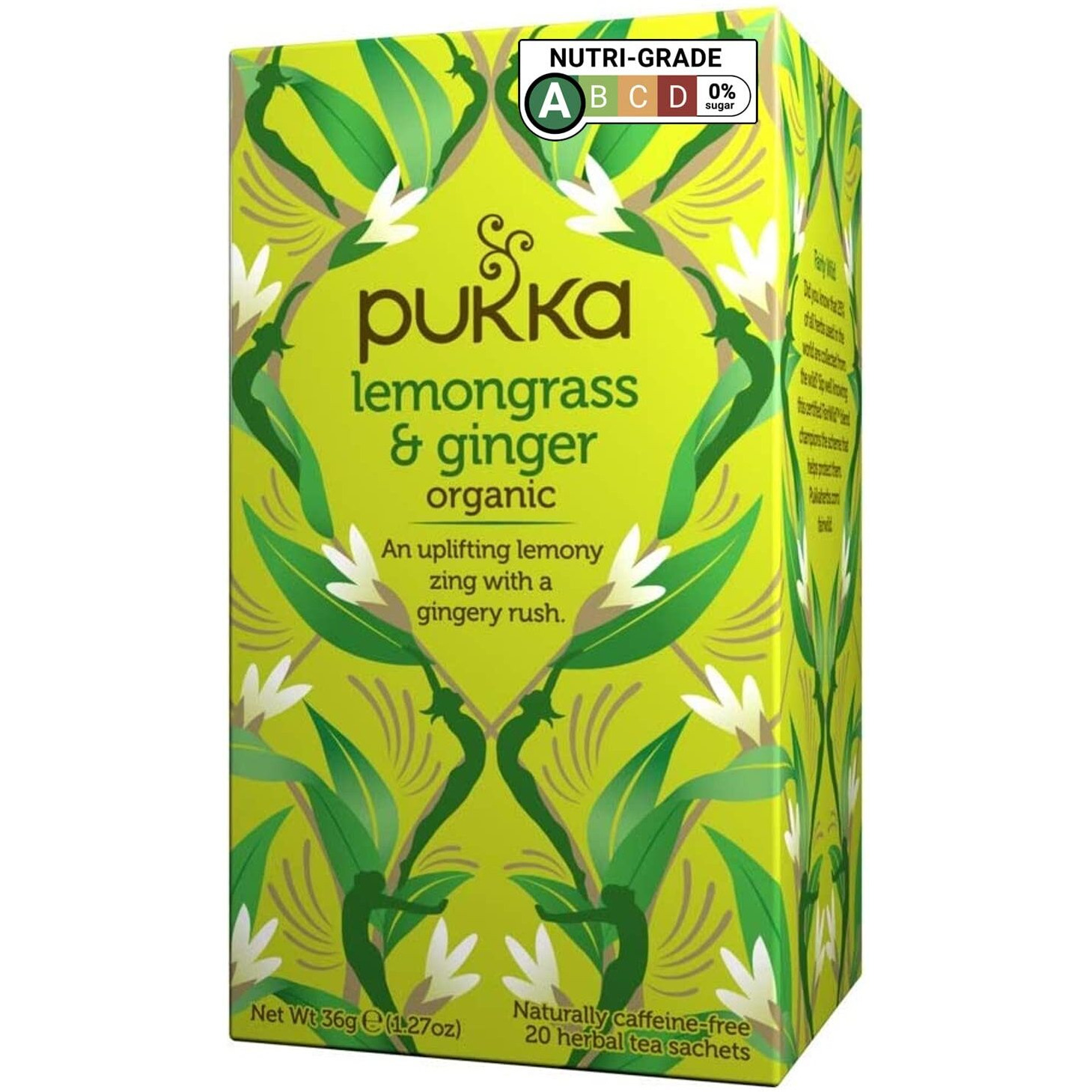 Pukka Herbal Teas Lemongrass And Ginger Caffeine Free, 20 Count